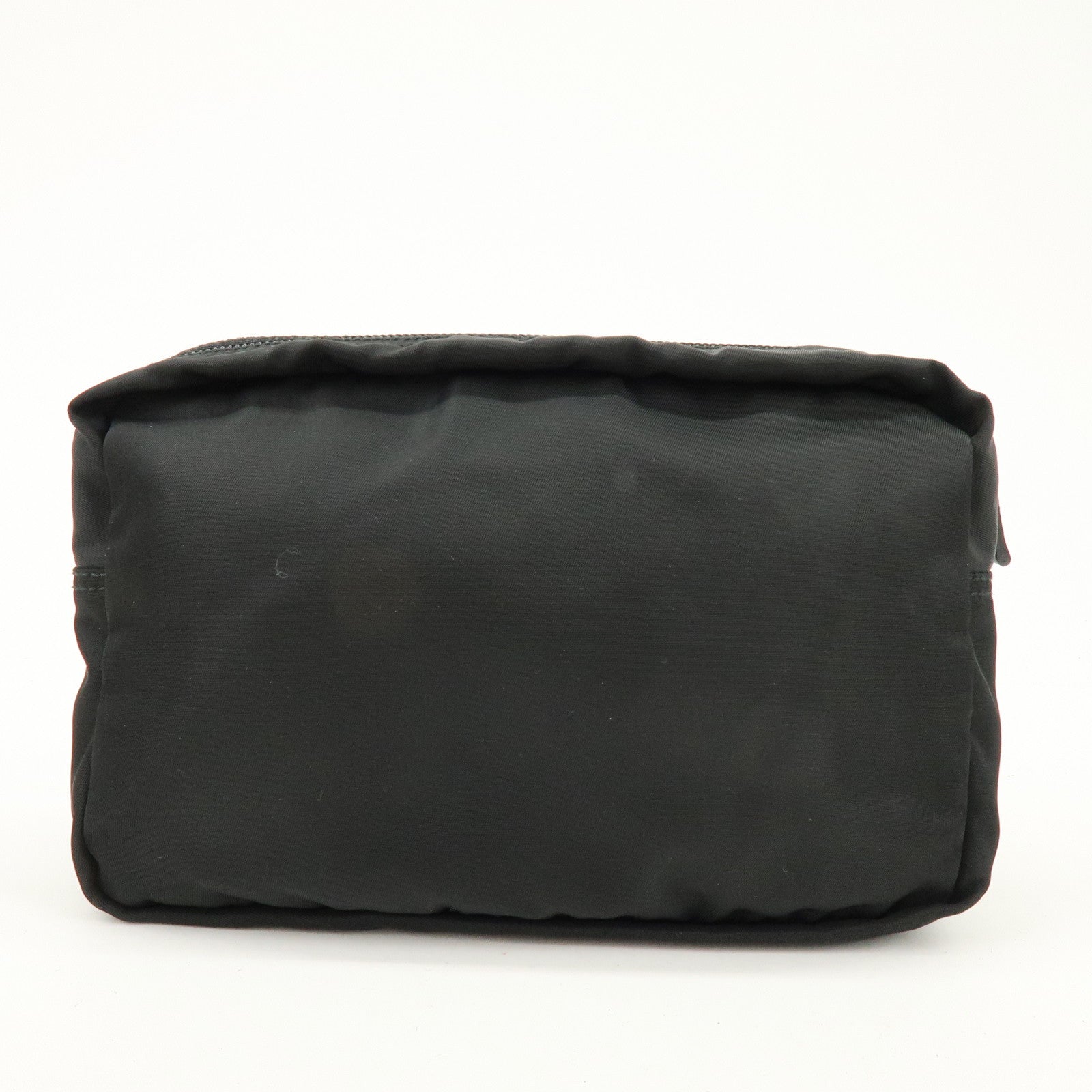 PRADA Triangle Logo Nylon Pouch Cosmetic Case Black