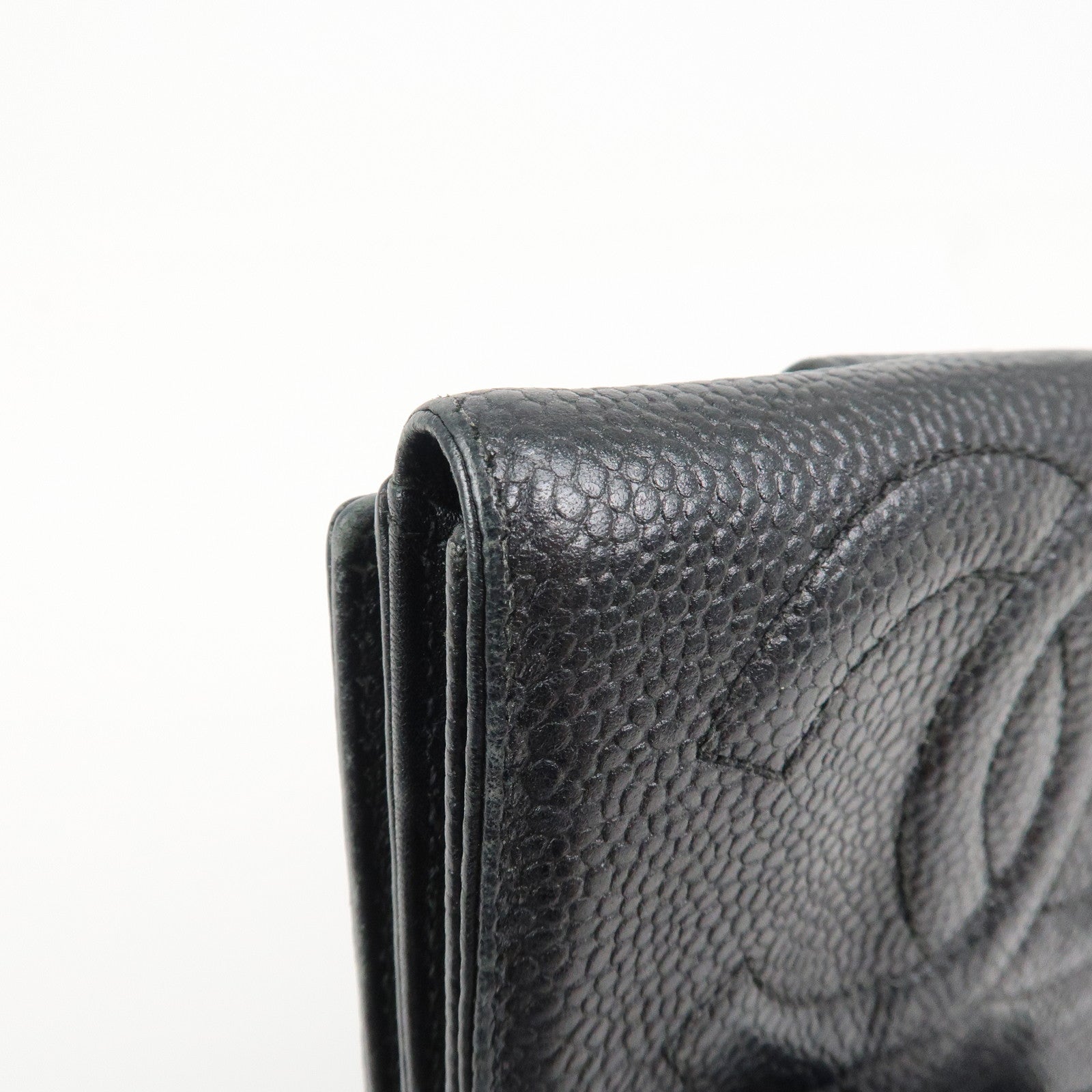 CHANEL COCO Mark W Hook Bi-fold Compact Wallet Black A01427