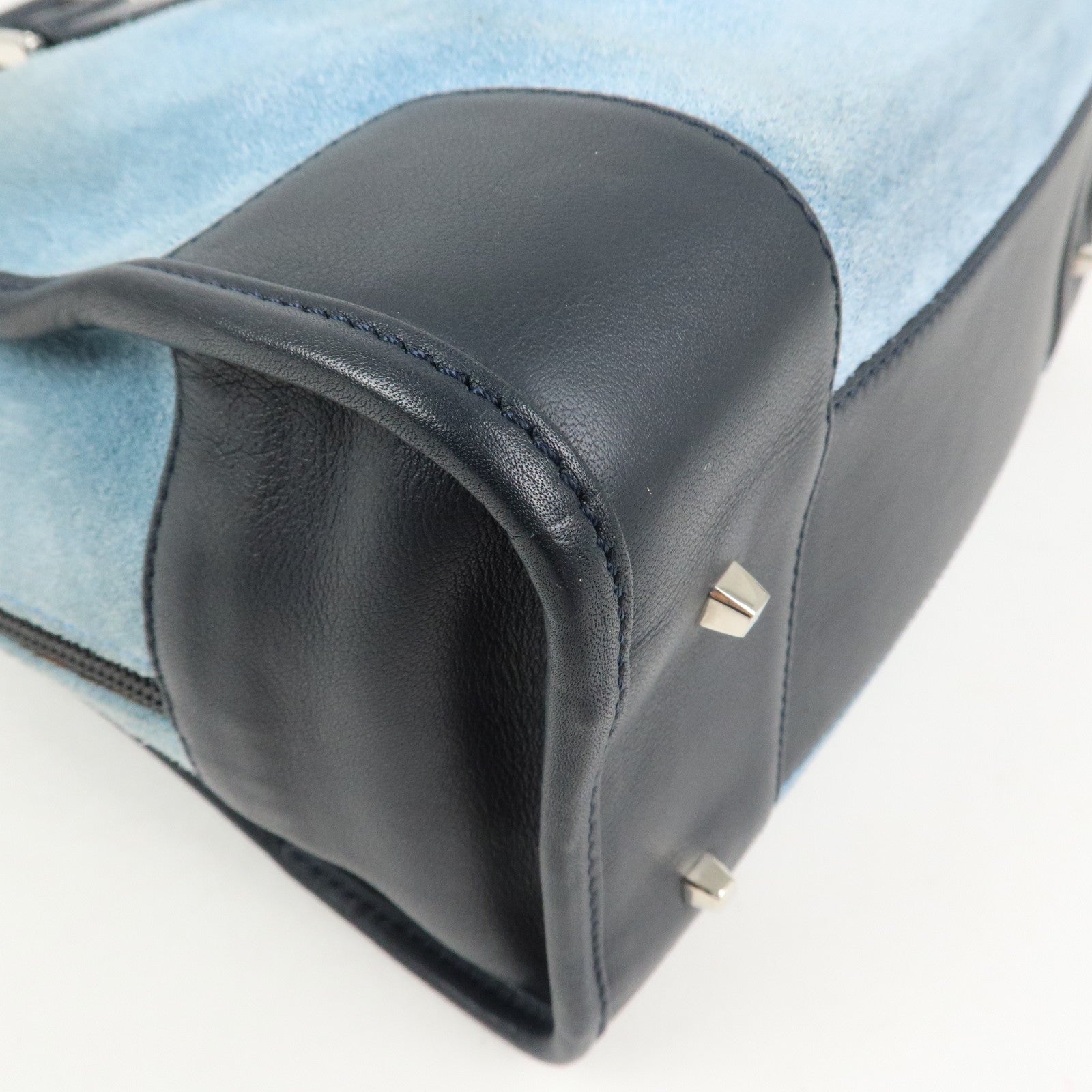 LOEWE Anagram Suede Leather Amazona 28 Hand Bag Blue