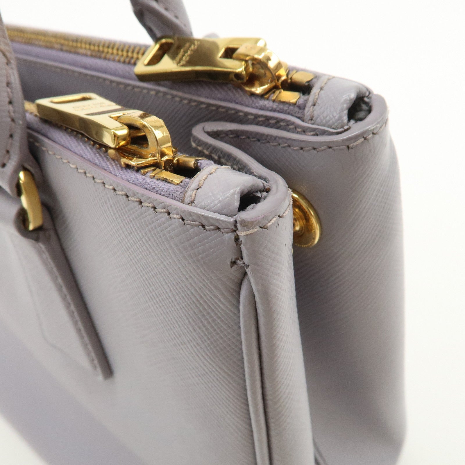 PRADA Traingle Logo Galleria 2Way Shoulder Hand Bag Lavender 1BA863