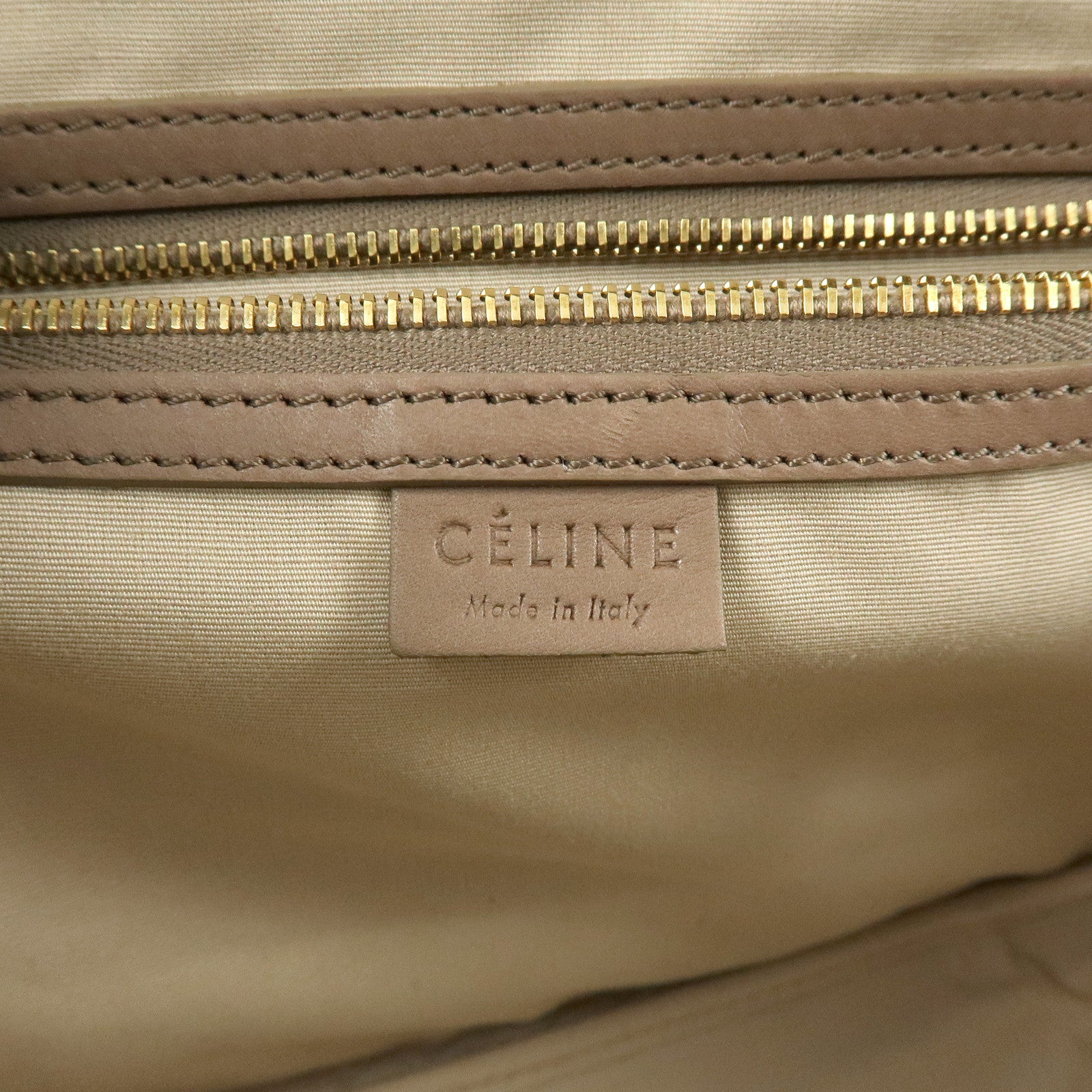 CELINE Leather Suede Hand Bag Boston Bag Beige