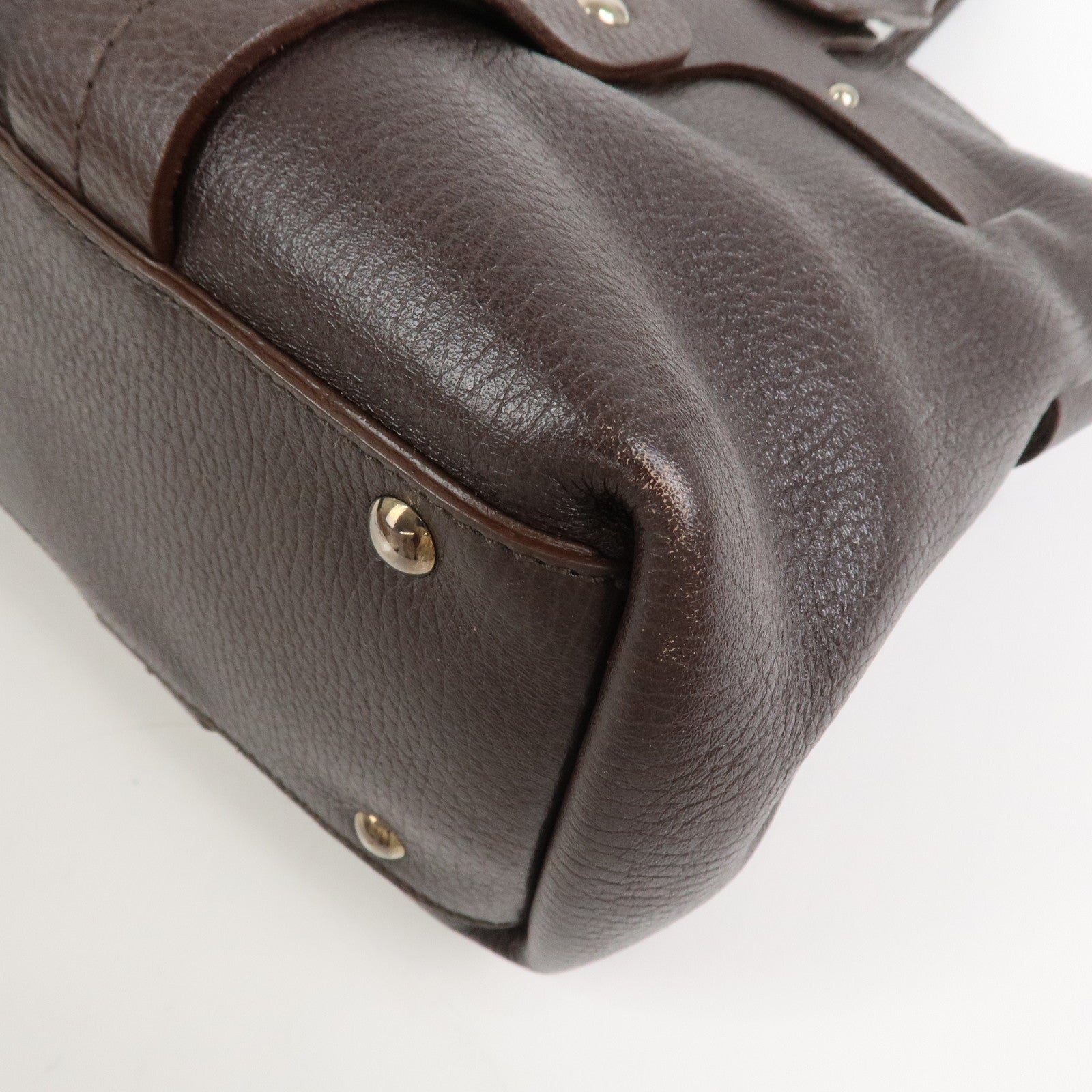 Ferragamo Logo Leather Tote Bag Shoulder Bag Brown