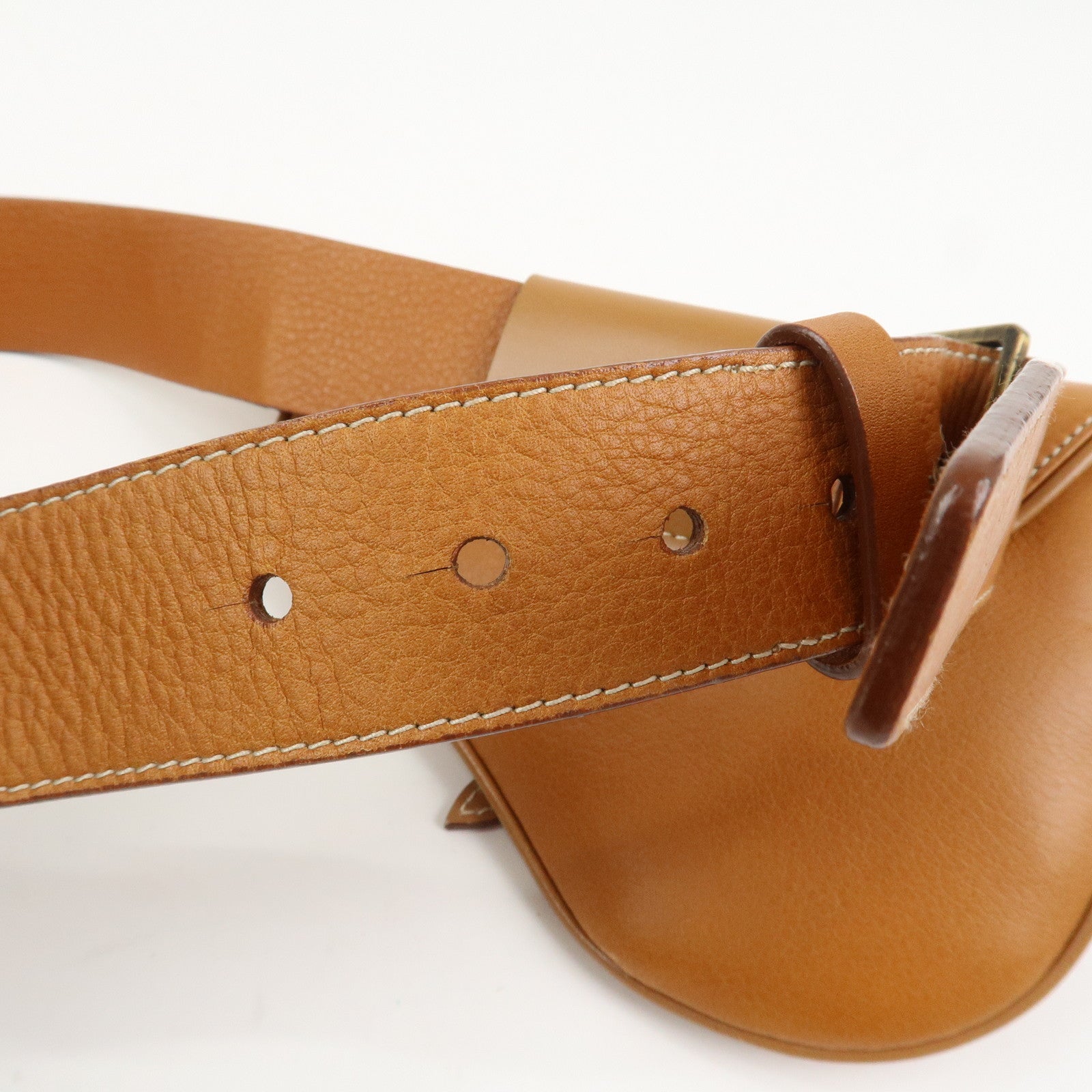 Christian Dior Saddle Leather Waist Bag Crossbody Bag Brown