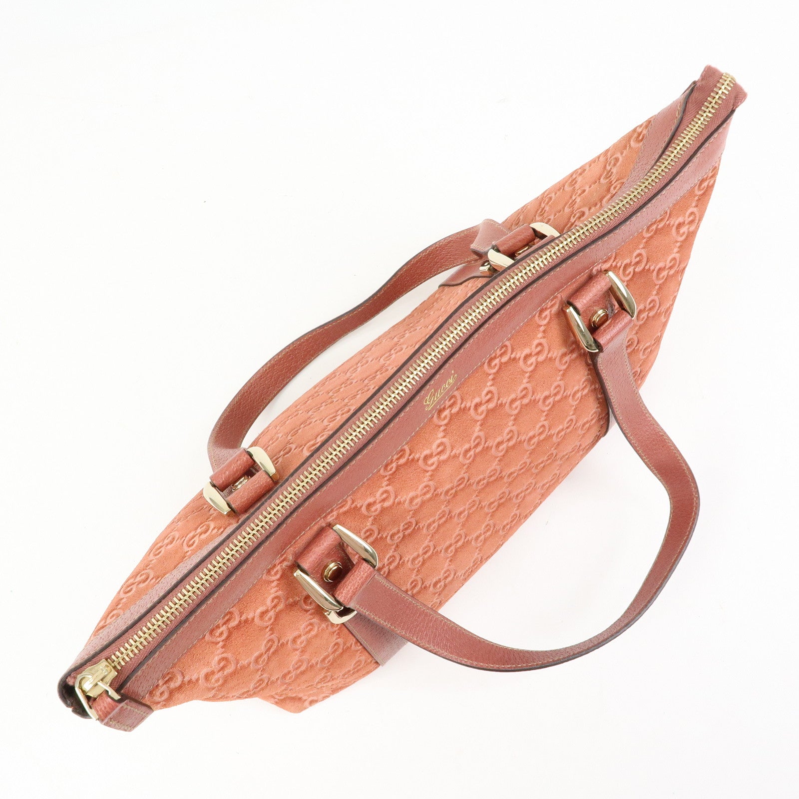GUCCI Abbey Suede Leather Tote Bag Hand Bag Pink 141470