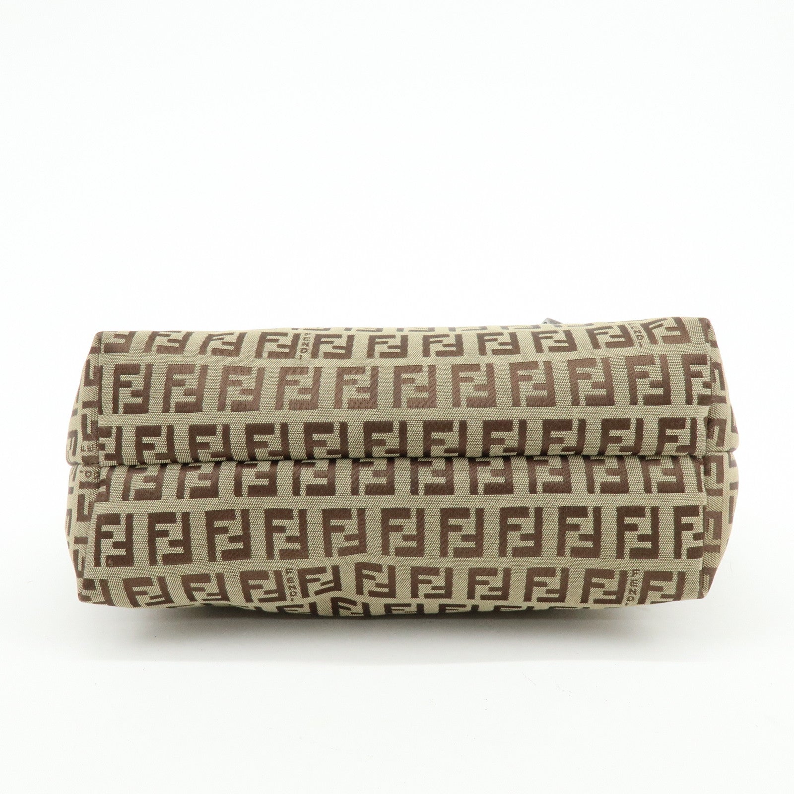 FENDI Zucchino Canvas Leather Mini Tote Bag Hand Bag Brown