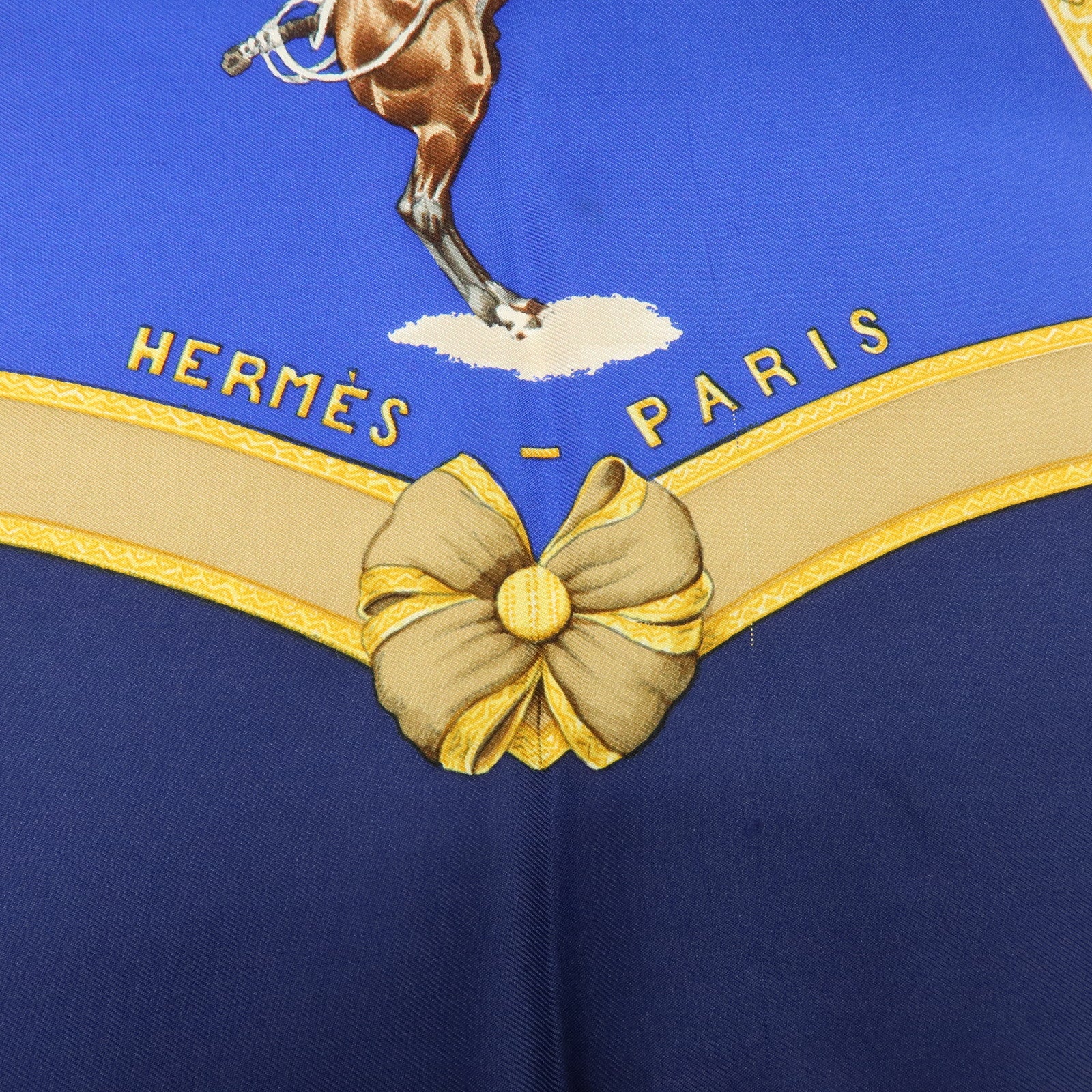 HERMES Carre 90 Silk 100% Scarf Le General LA Hotte Navy Red Blue