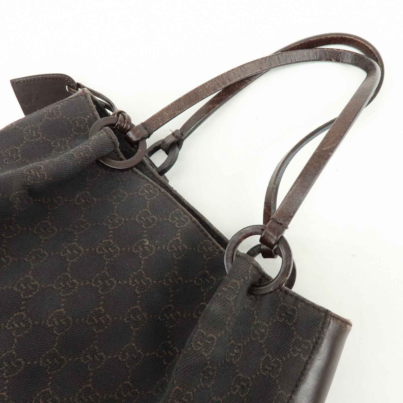 GUCCI GG Monogram Canvas Leather Shoulder Hand Bag Brown 101919