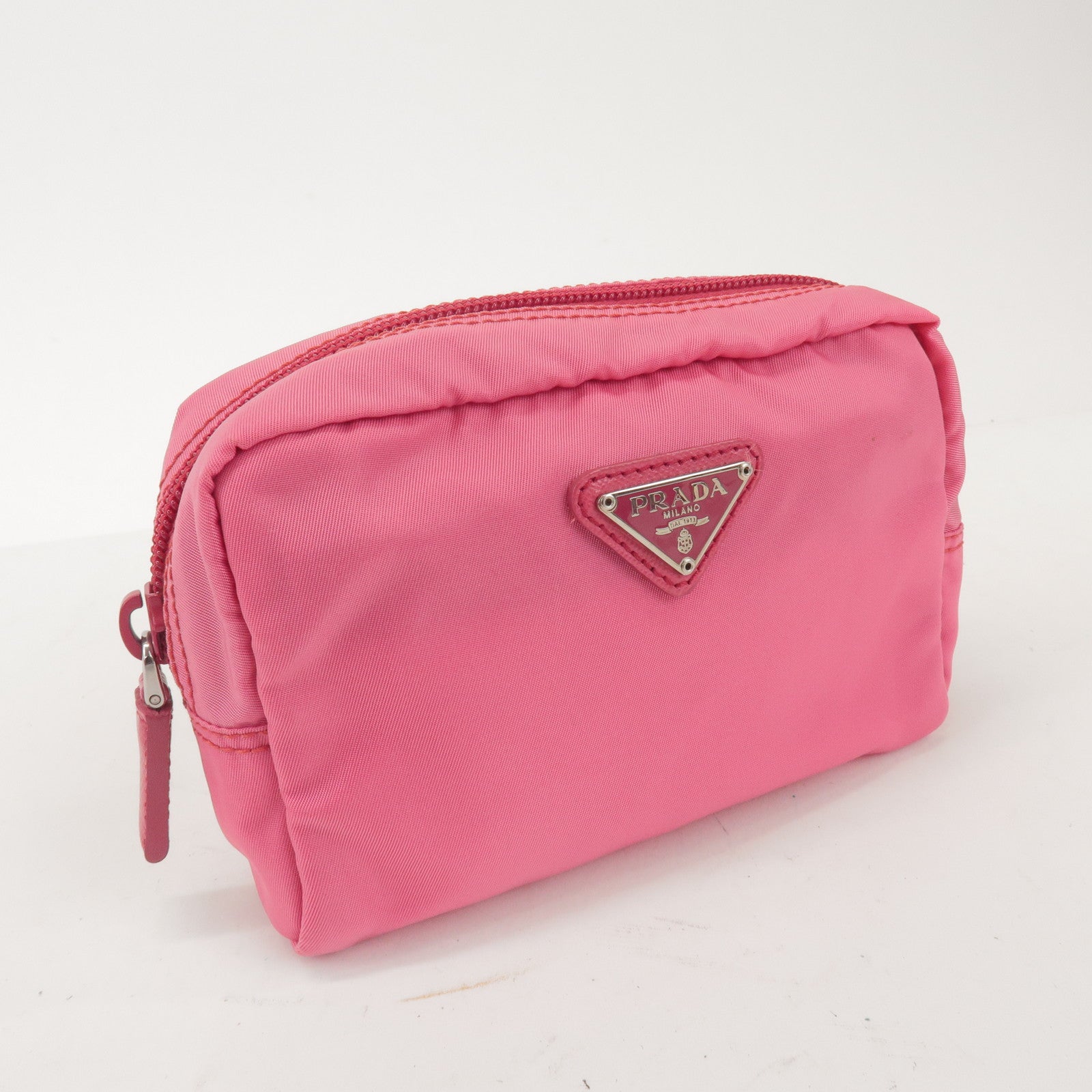 PRADA Set of 2 Nylon Pouch Cosmetic Bag Pink Red 1N0340/1N0339