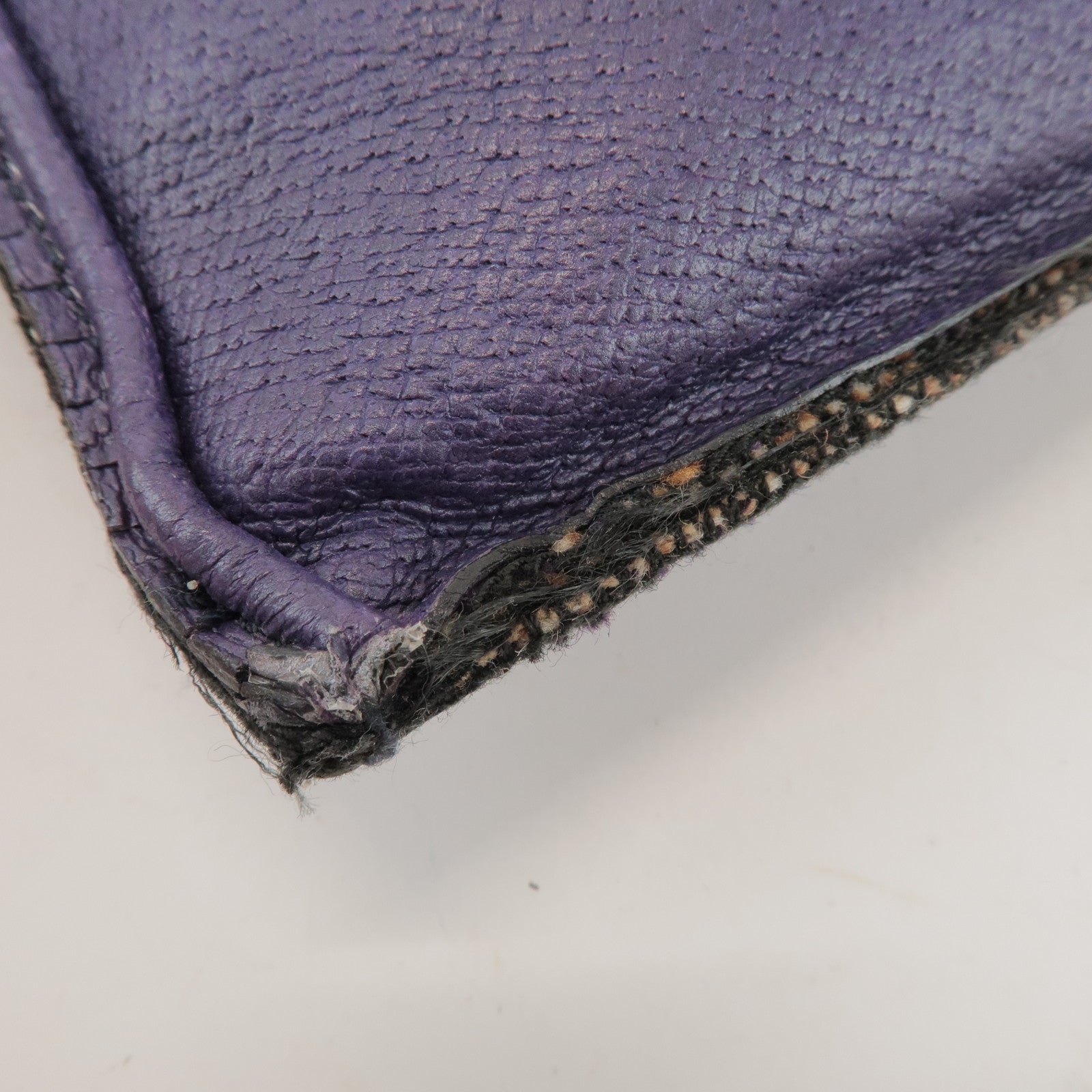 PRADA Triangle Logo Wool Leather Tote Bag Hand Bag Purple