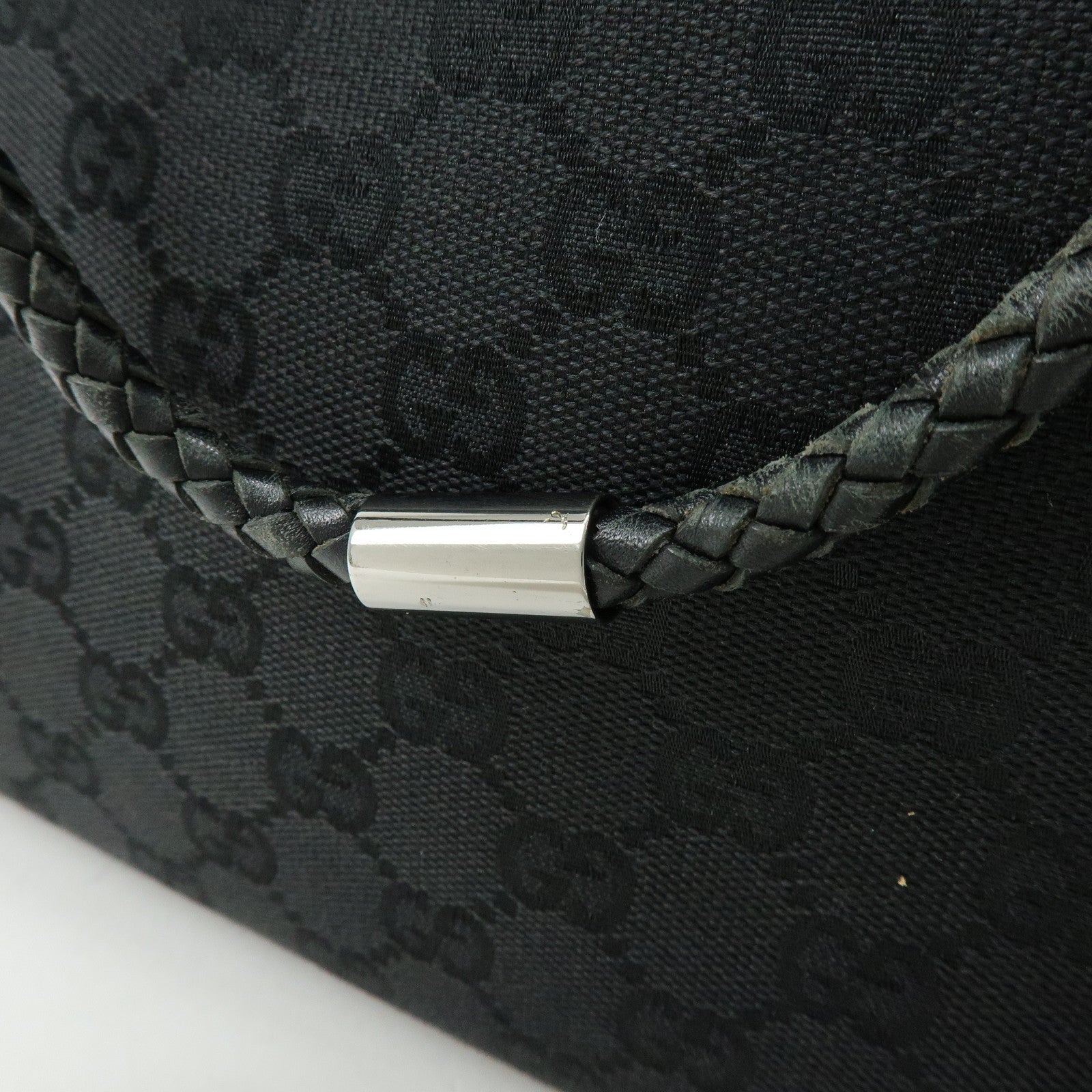 GUCCI GG Canvas Leather Tote Bag Shoulder Bag Black 109141
