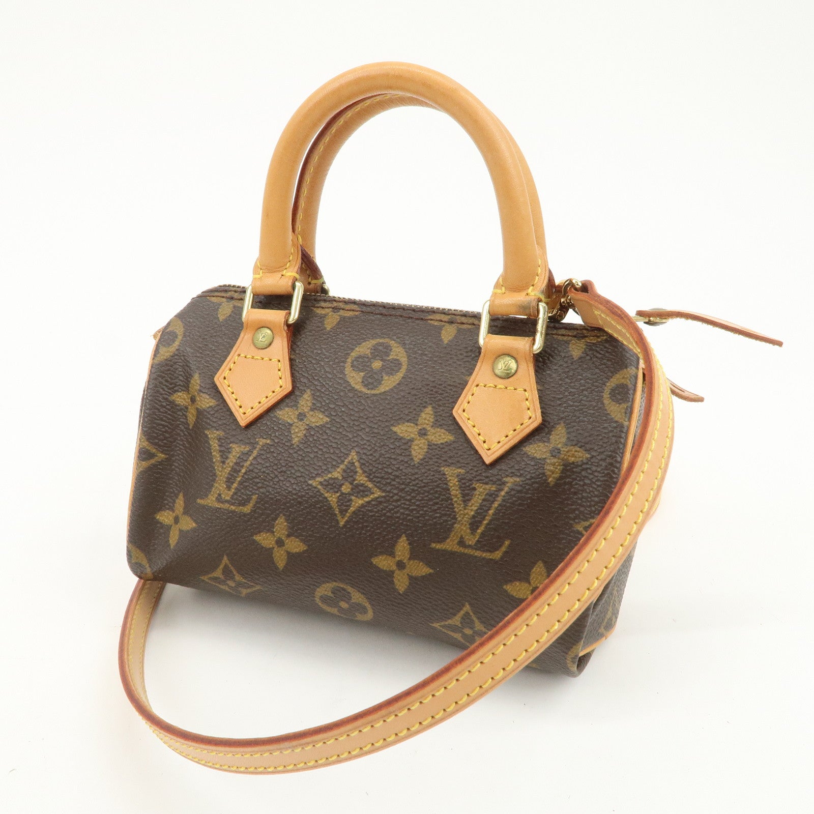 Louis Vuitton Monogram Mini Speedy Hand Bag Boston Bag Brown M41534