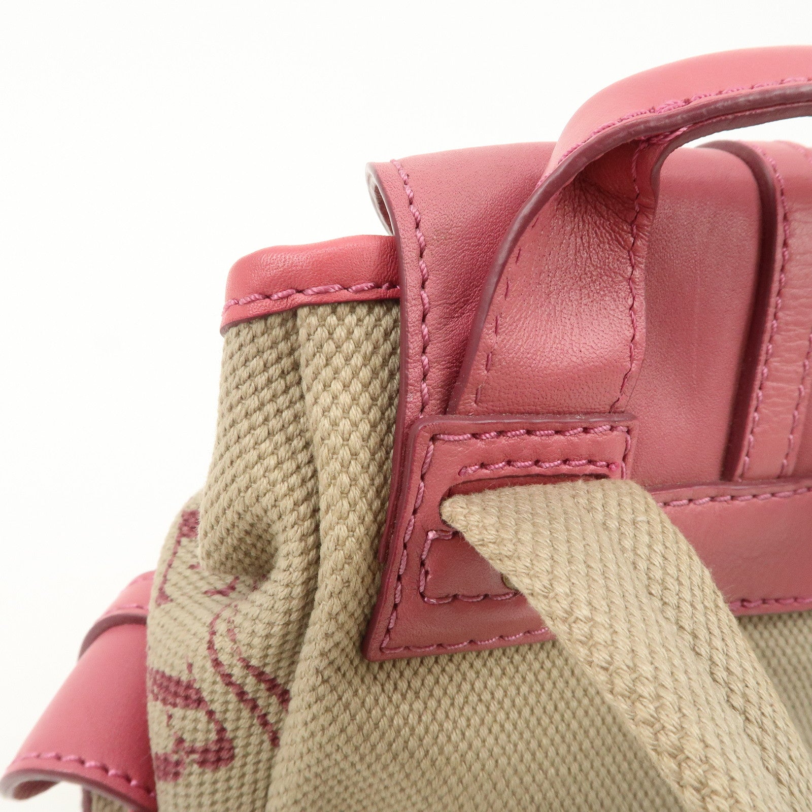 BURBERRY Children Canvas Leather Mini Rucksack Backpack Beige Pink