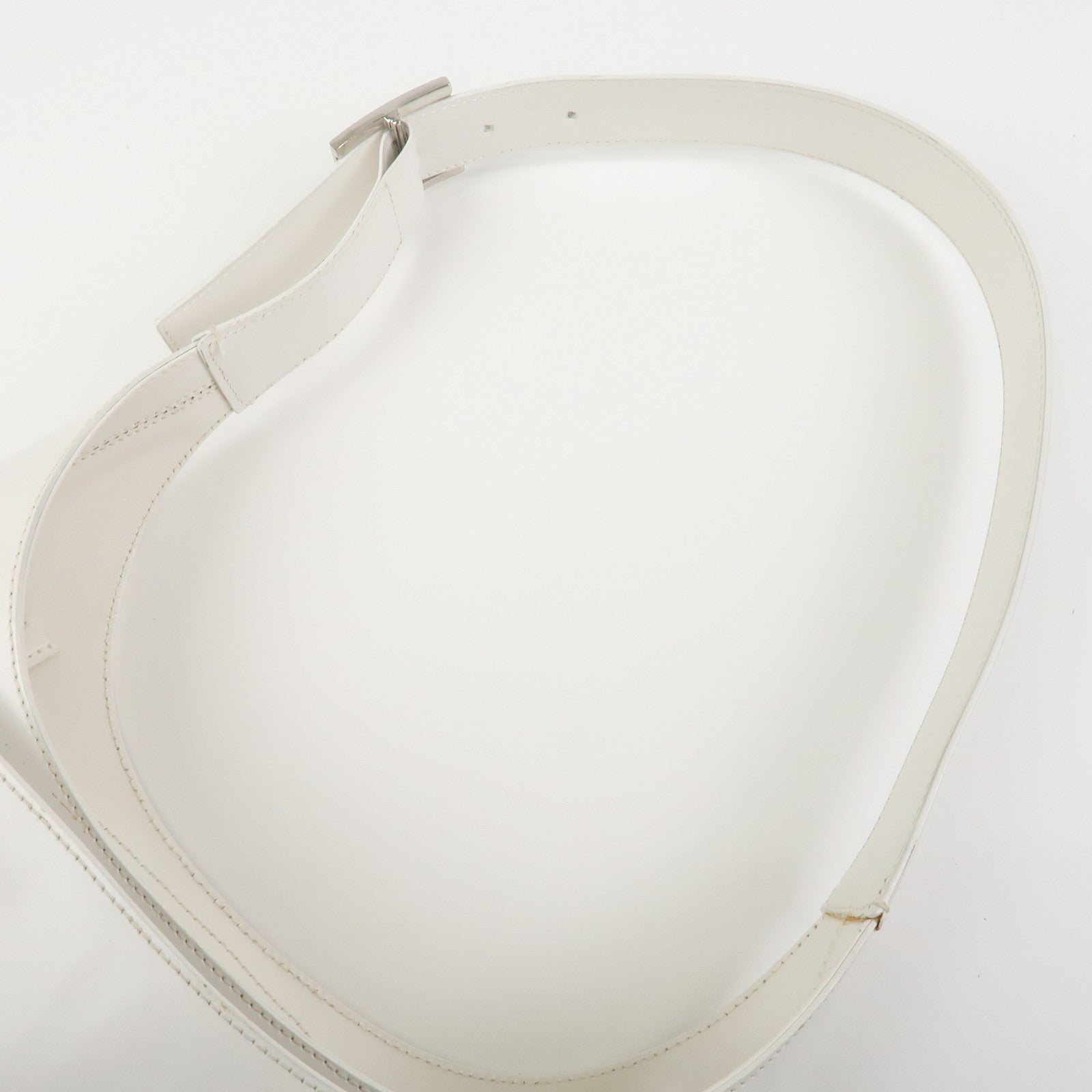 Ferragamo Gancini Leather Shoulder Bag Hand Bag White Silver