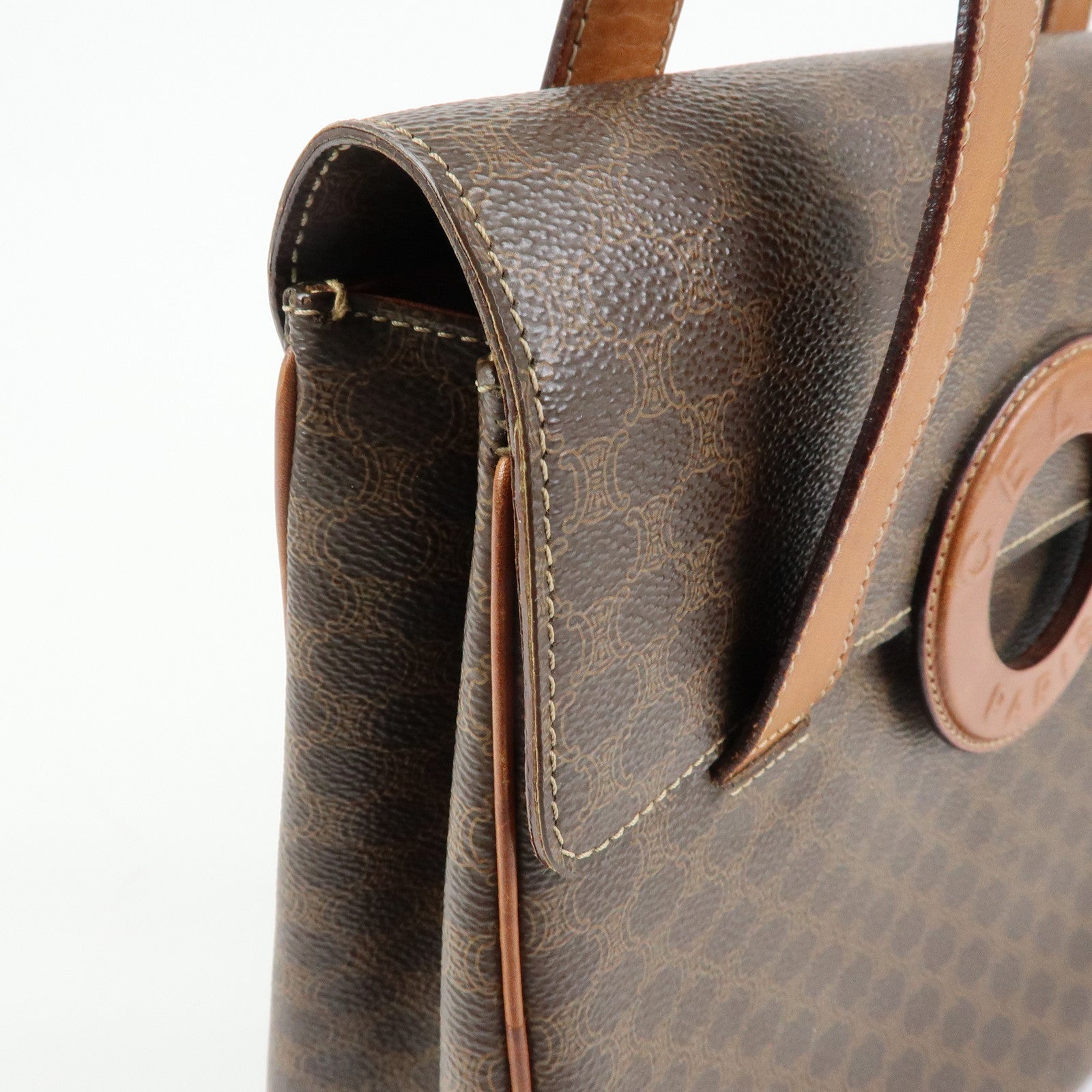 CELINE  Macadam PVC Leather Shoulder Bag Tote Bag Brown