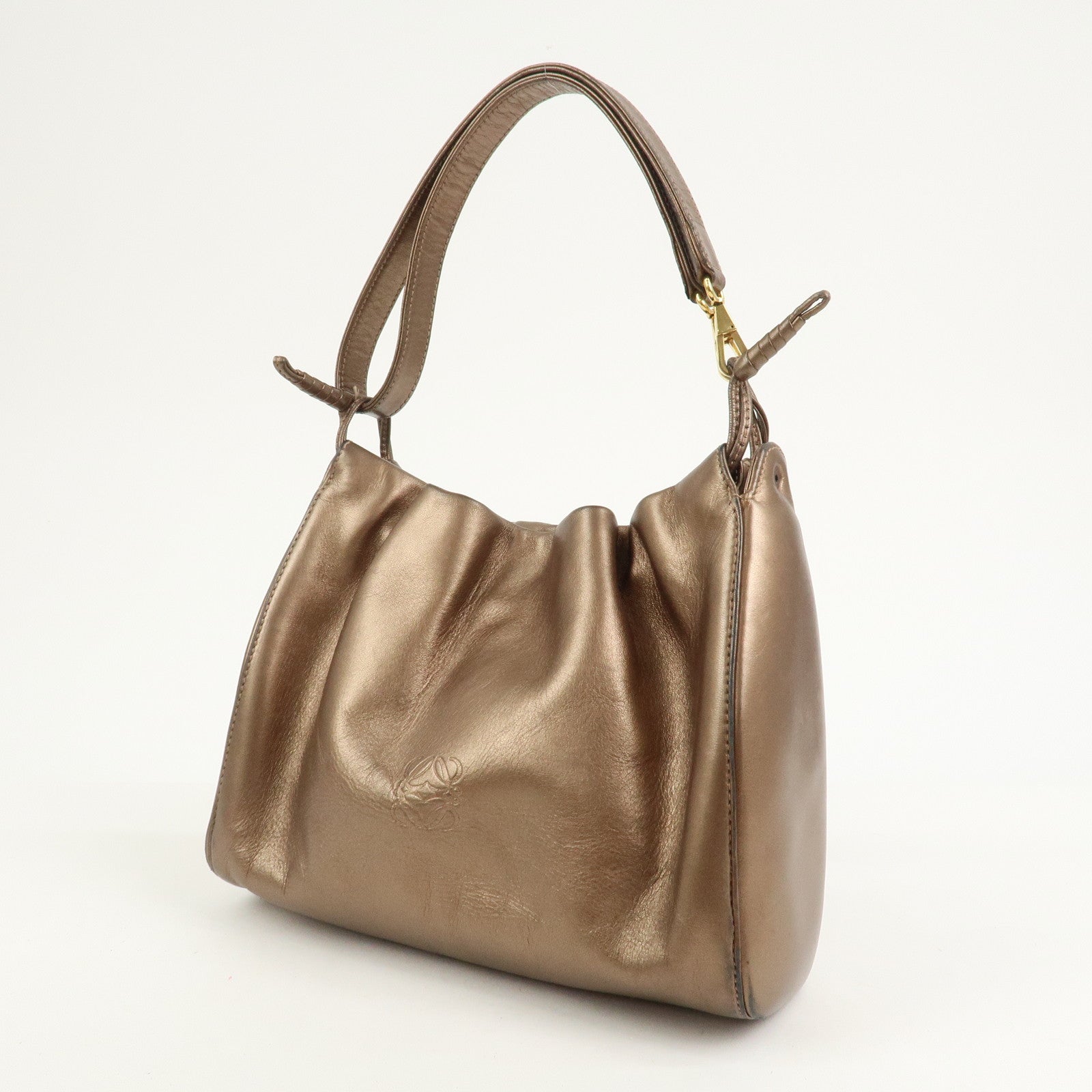 LOEWE Anagram Logo Leather Shoulder Bag Hand Bag Brown