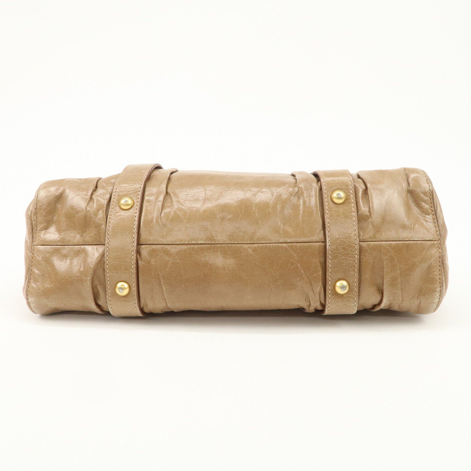 MIU MIU Leather 2Way Bag Hand Bag Shoulder Bag Brown RN0647