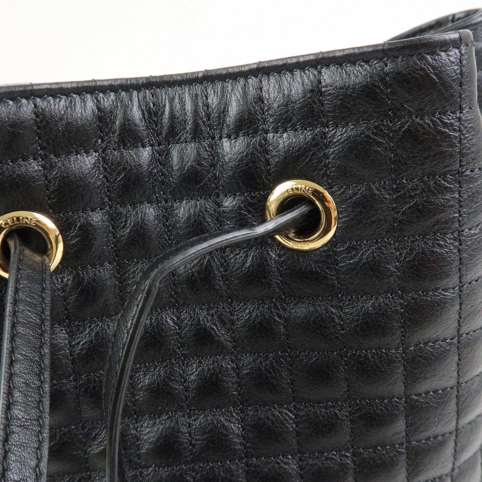 CELINE Quilted Leather Backpack Rucksack Shoulder Bag Black