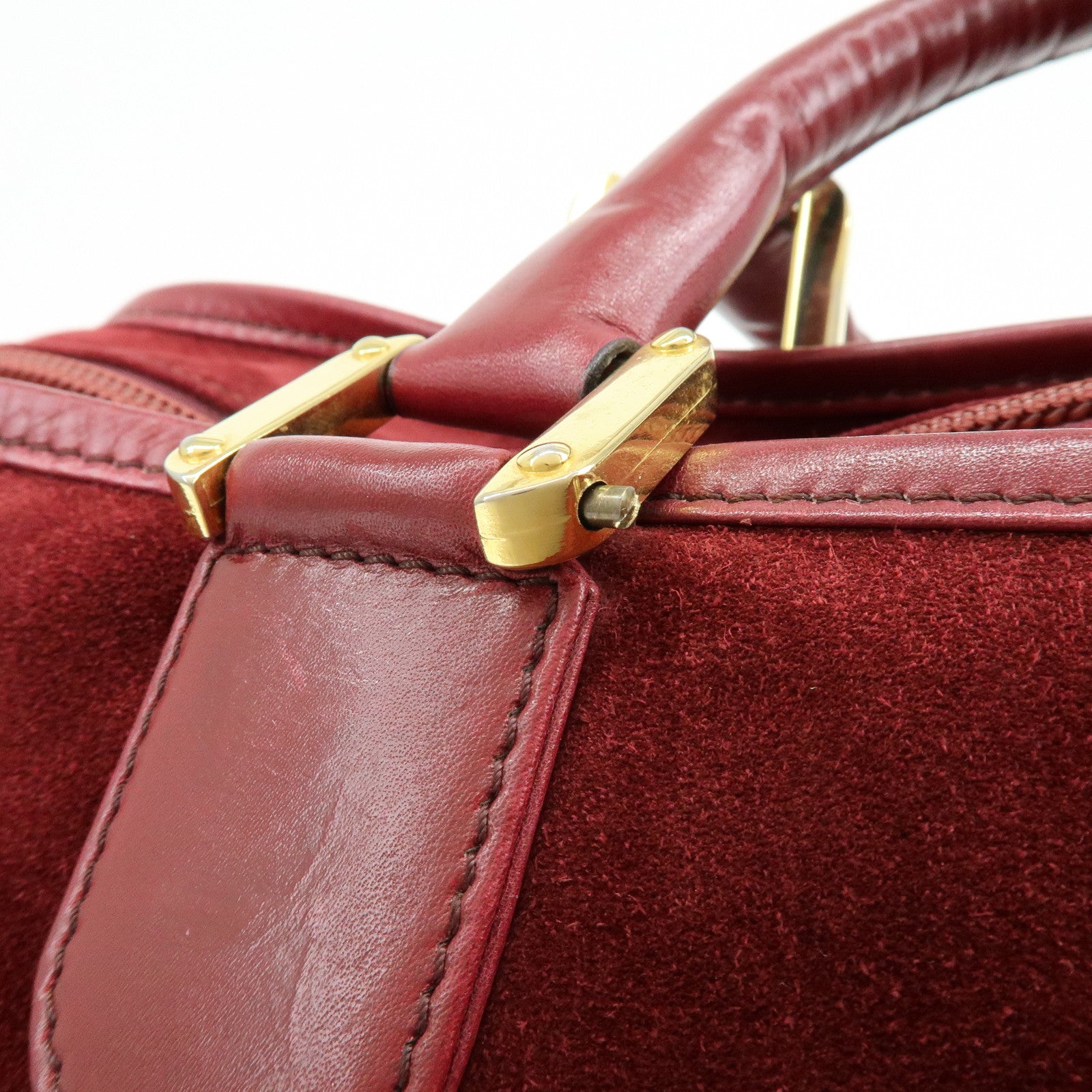 Loewe Anagram Amazona 40 Suede Leather Hand Bag Red Brown