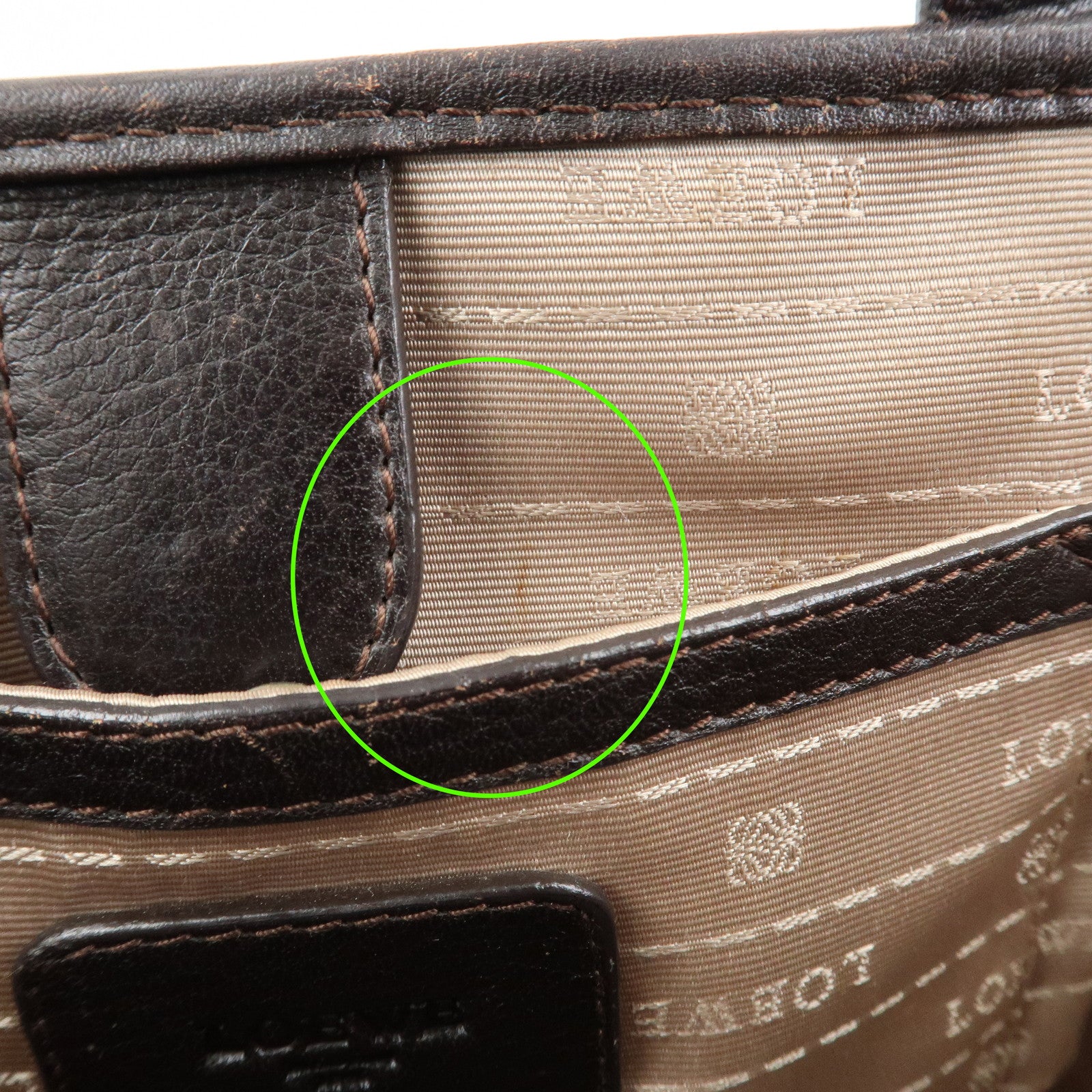 LOEWE Heritage Logo Leather Hand Bag Tote Bag Dark Brown