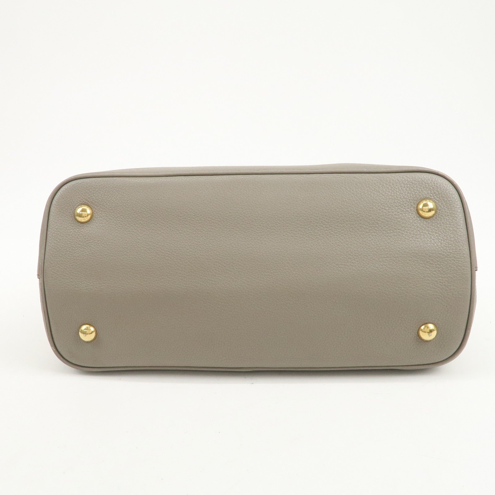 PRADA Logo Leather 2Way Bag Hand Bag Shoulder Bag Gray 1BA058