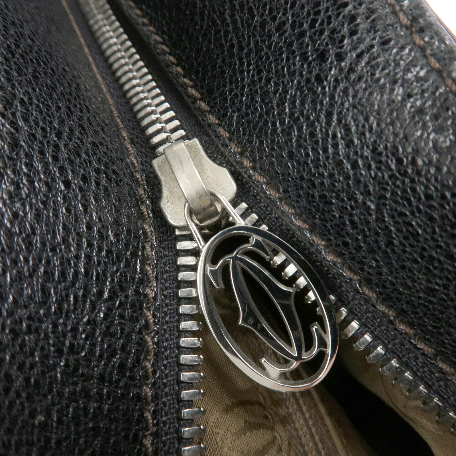 Cartier Must Line Calf Leather Marcello Hand Bag Dark Brown