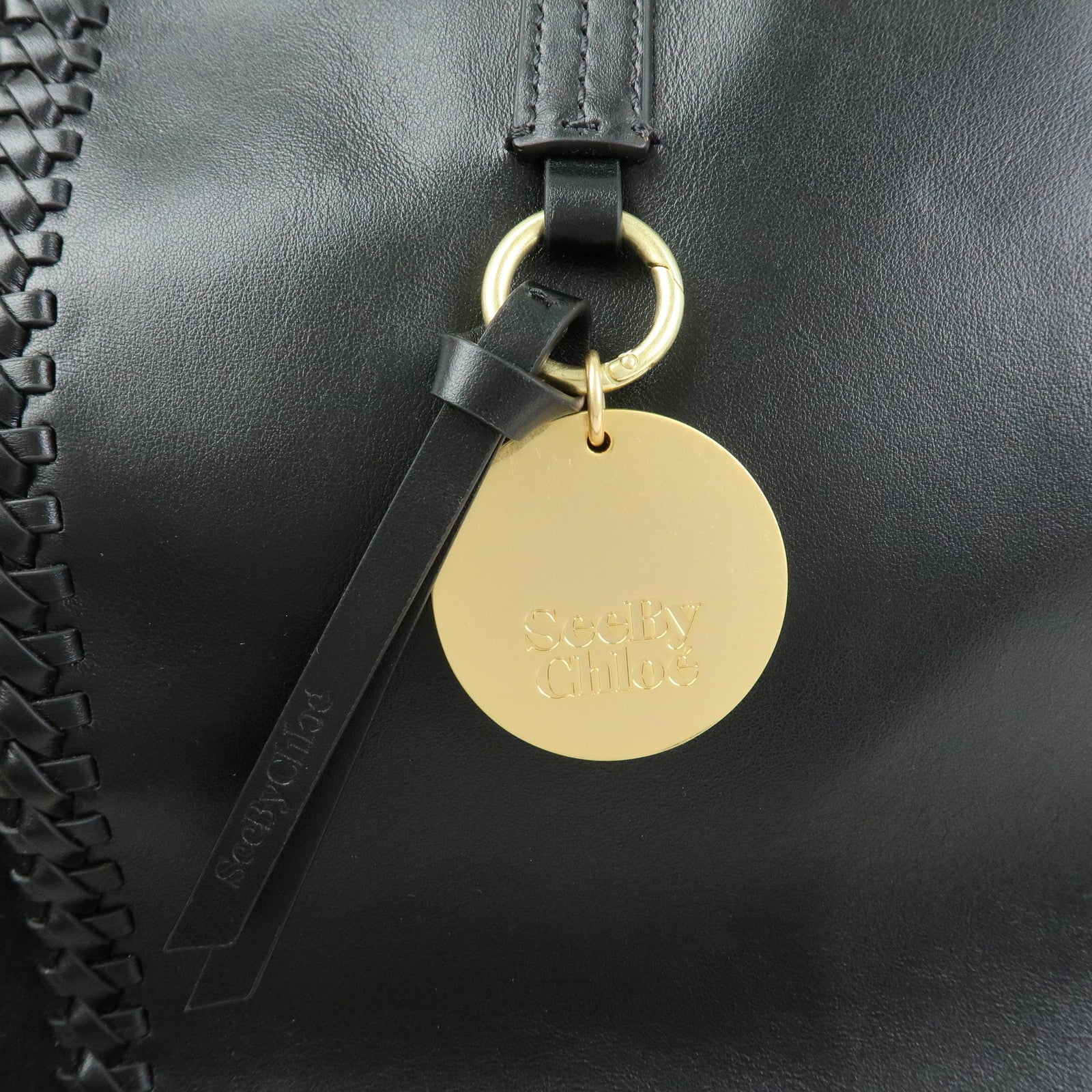 Chloe See By Chloe Leather Suede Tote Bag Shoulder Bag Black