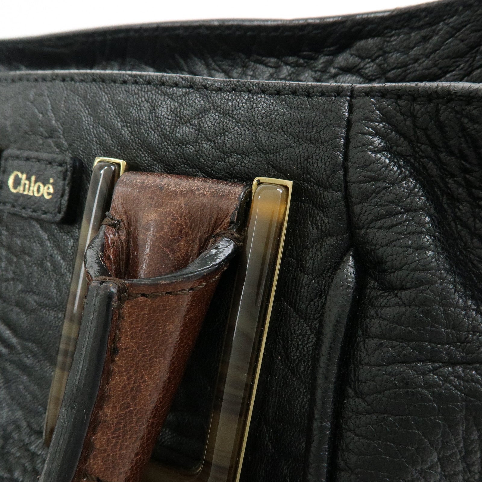 Chloe Etel Leather 2Way Bag Hand Bag Shoulder Bag Black