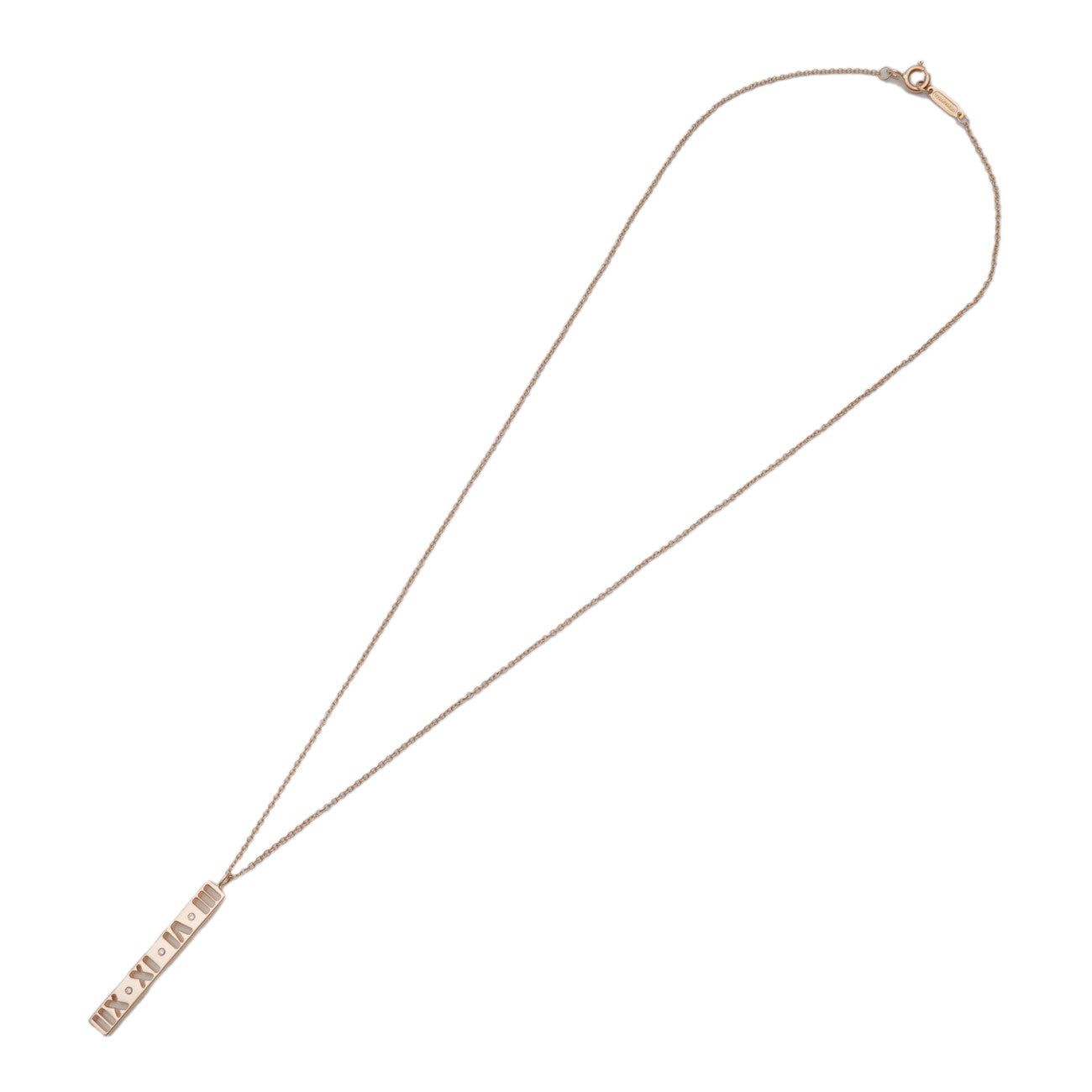 Tiffany & Co Atlas Bar 3P Diamond Necklace K18 750PG Rose Gold