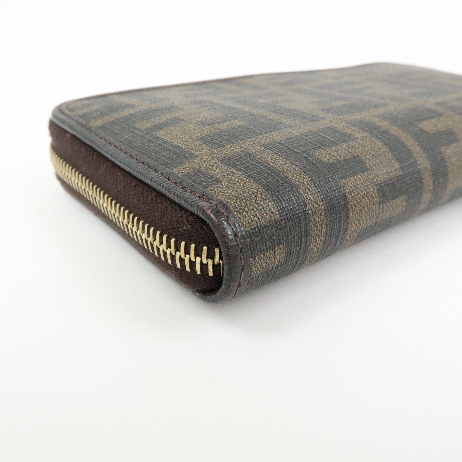 FENDI Zucca PVC Leather Zippy Round Long Wallet Brown 8M0299