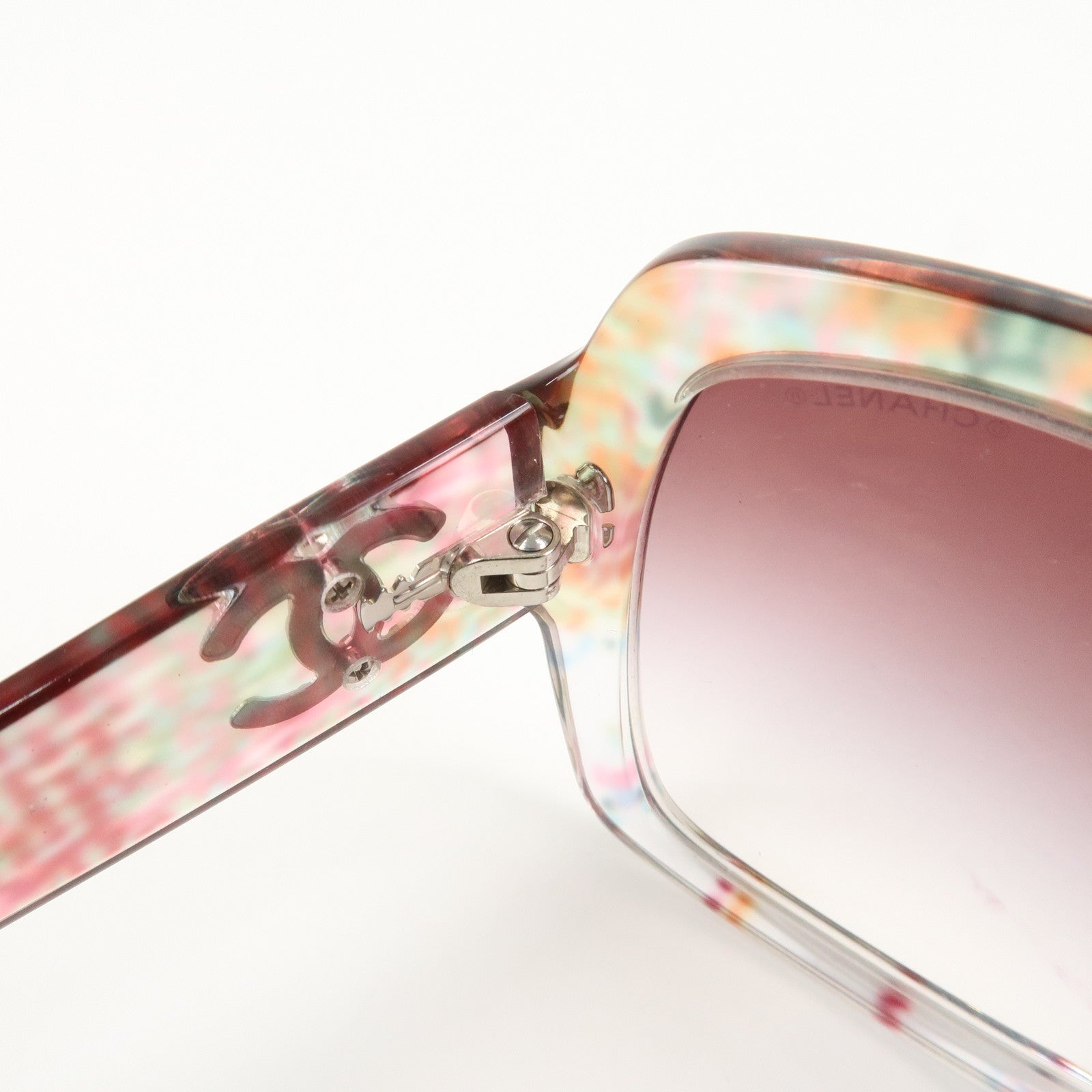 CHANEL COCO Mark Plastic Sunglasses 56□19 Multicolor 5221-A Used