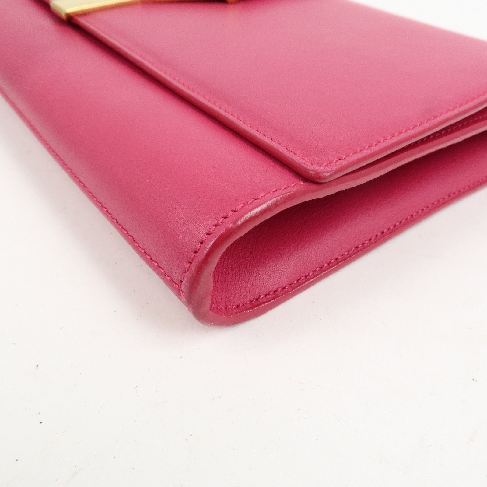 SAINT LAURENT PARIS Leather Clutch Bag Y Line Pink 311213