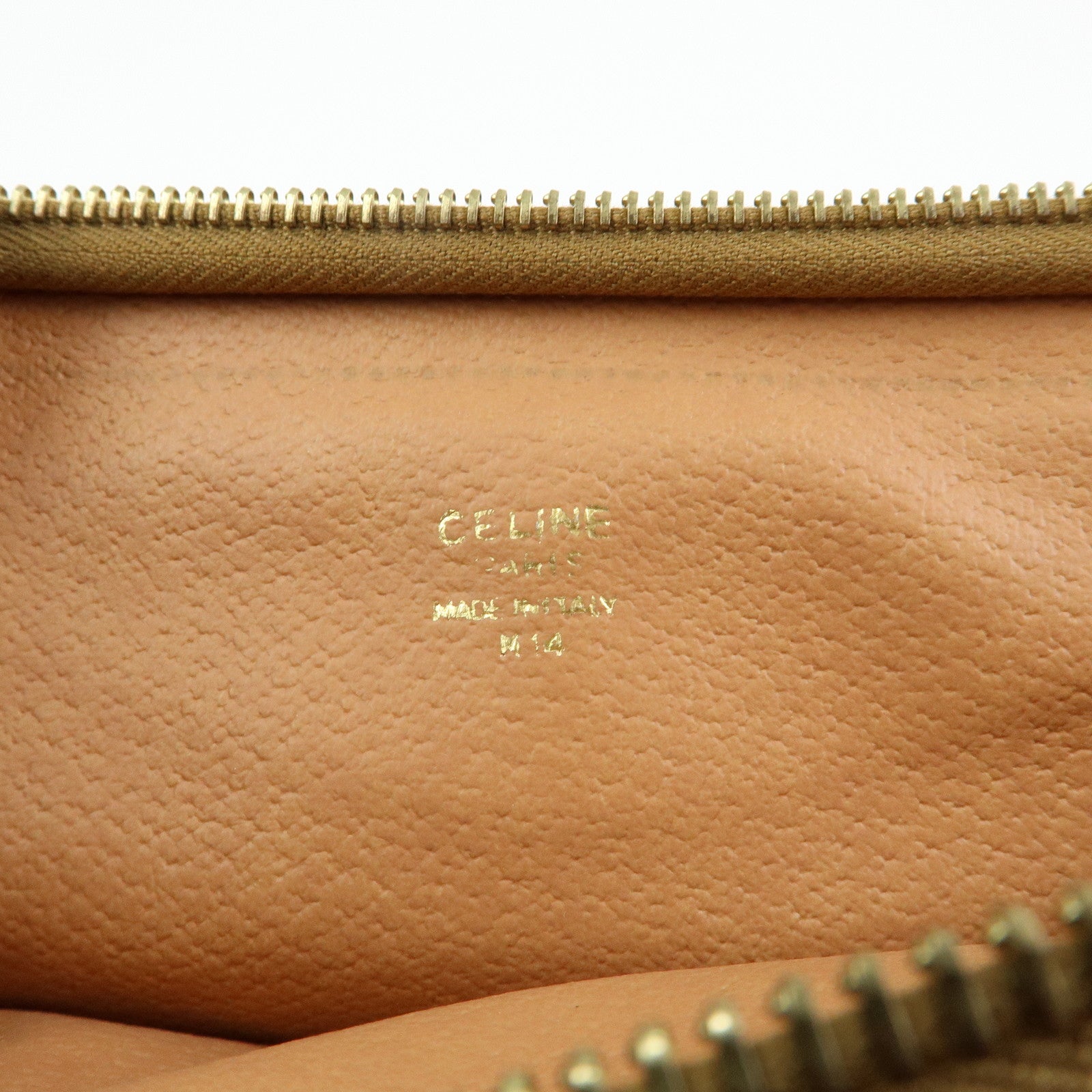 CELINE Macadam PVC Leather Clutch Bag Cosmetic Pouch Brown