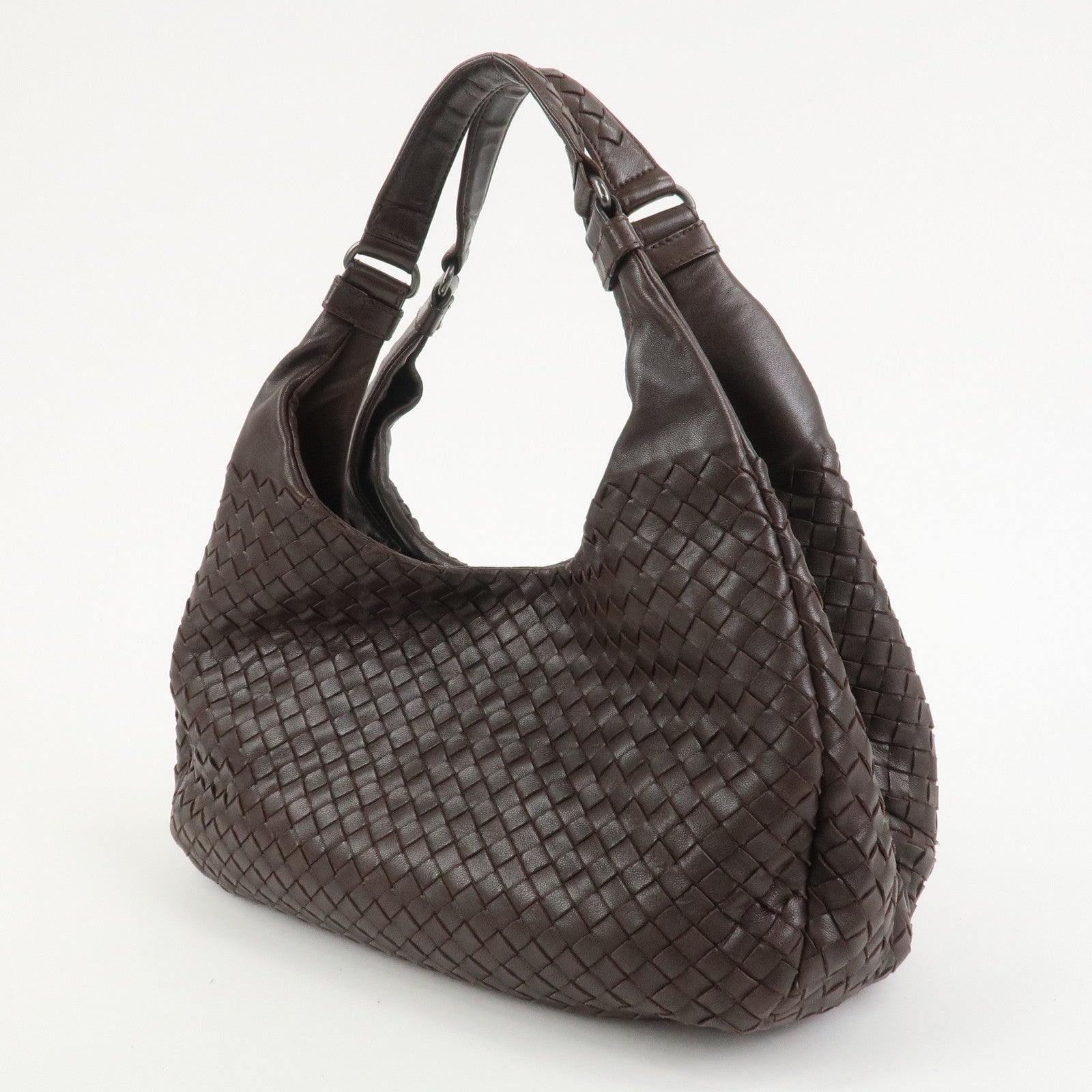 BOTTEGA VENETA Intrecciato Campana Shoulder Bag Brown 125787
