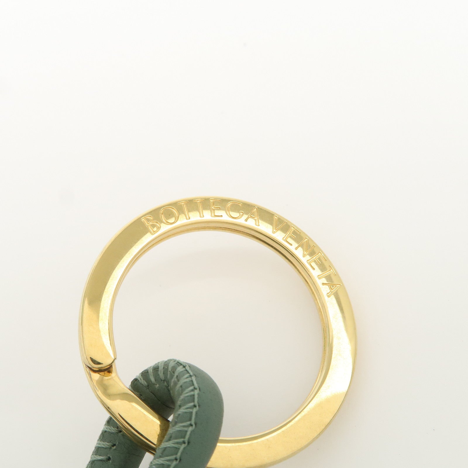 BOTTEGA VENETA Metal Leather Bag Charm Key Charm Green