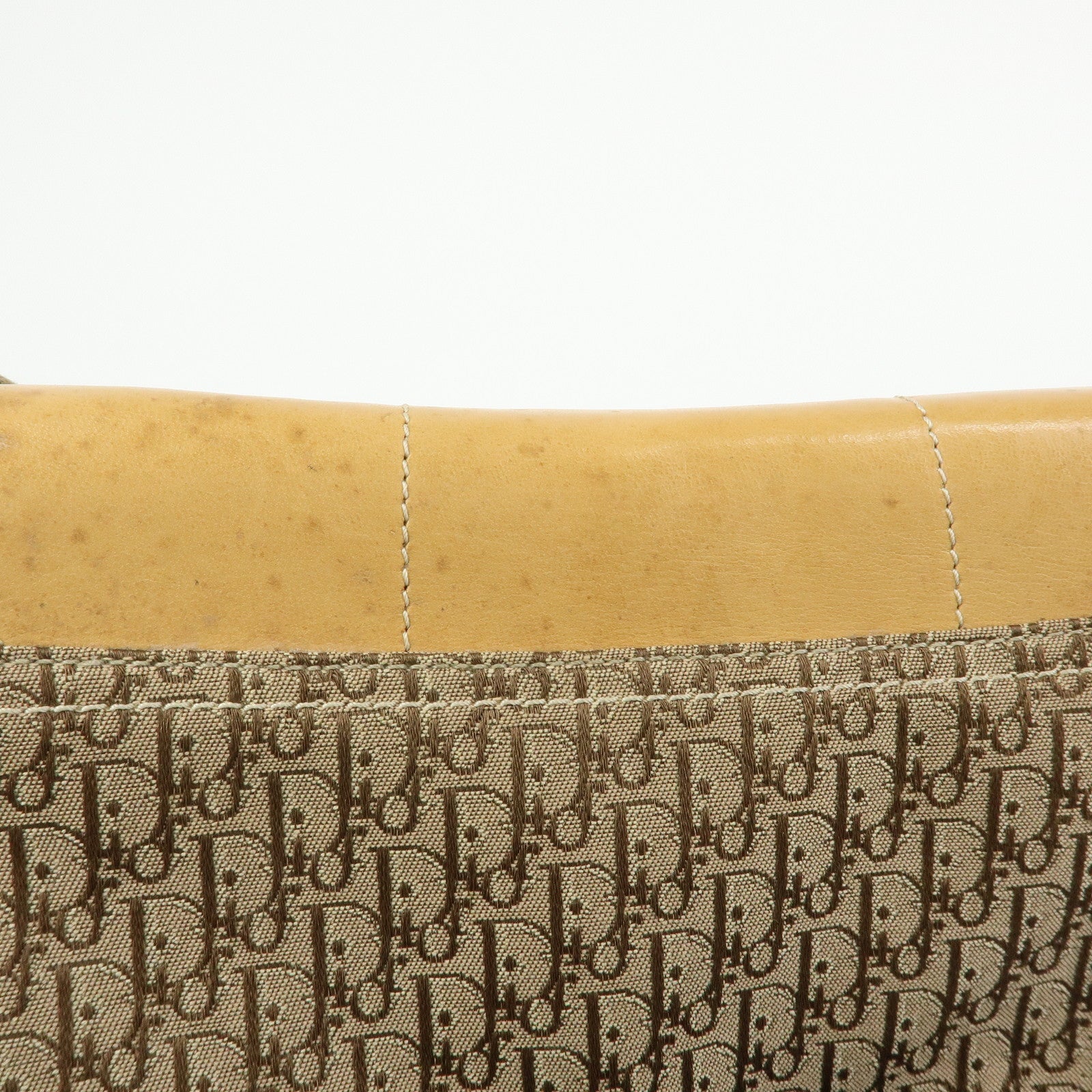 Christian Dior Trotter Canvas Leather Hand Bag Beige Brown