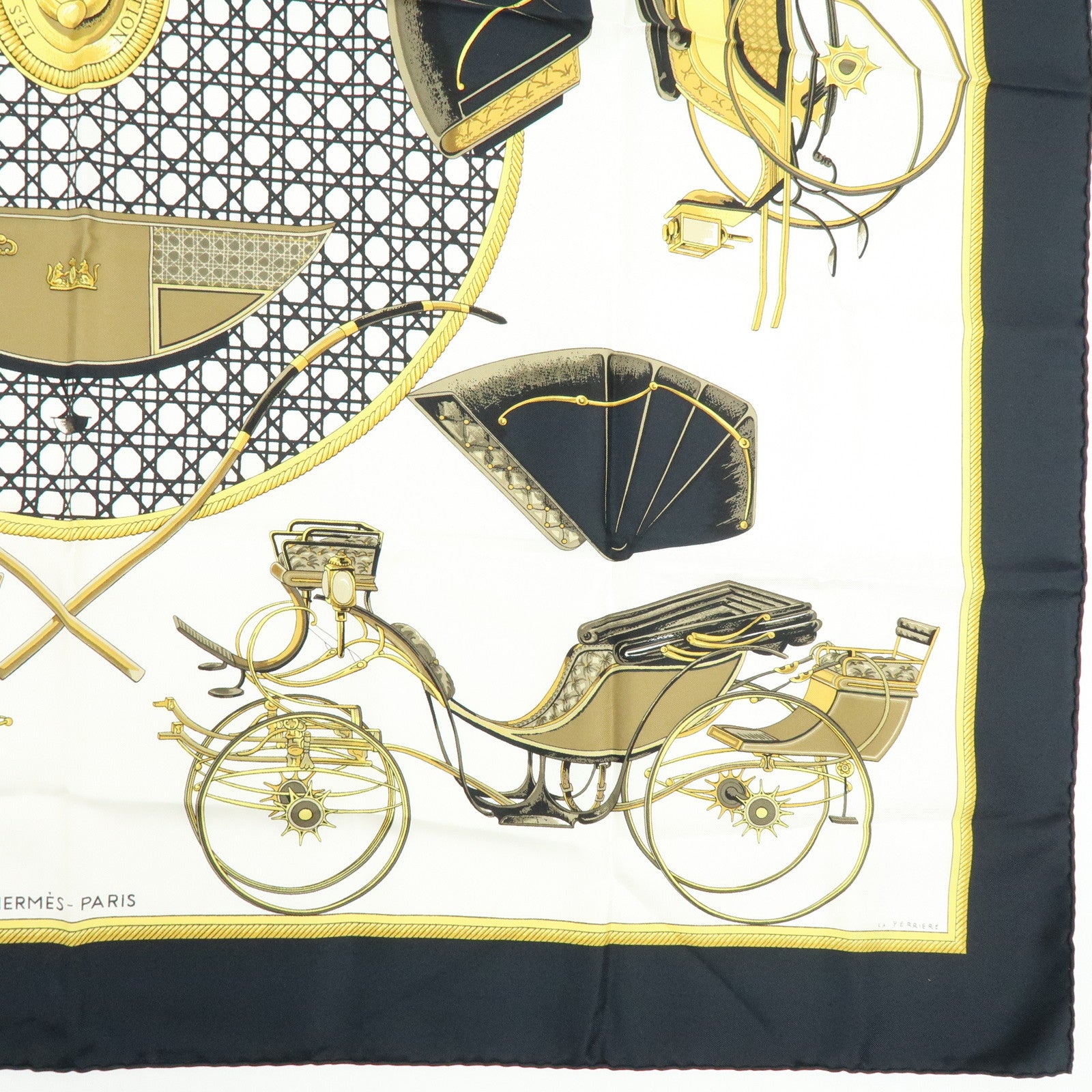 HERMES Carre 90 Silk 100% Scarf LES VOITURES A TRANSFORMATION