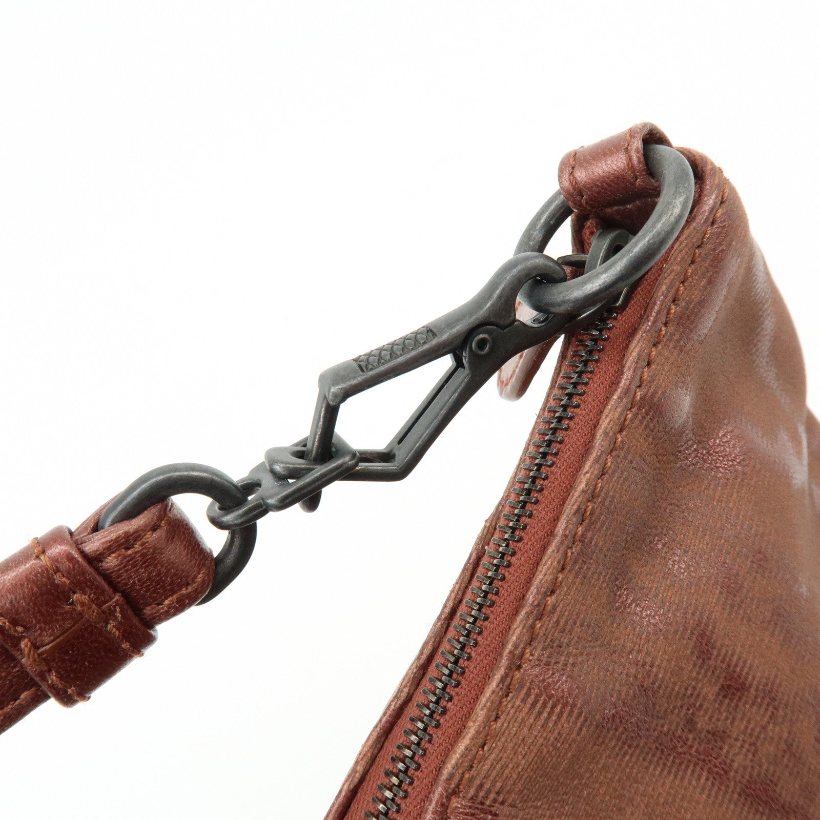 BOTTEGA VENETA Leather Shoulder Bag Metallic Brown 196484