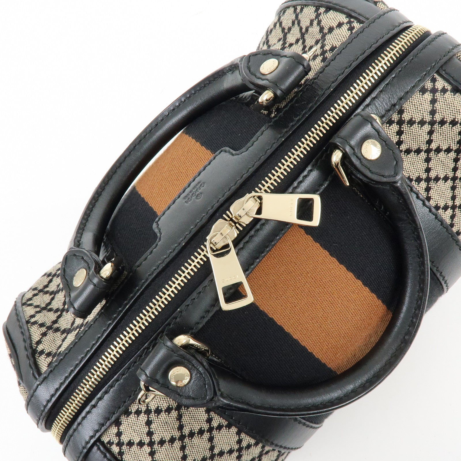 GUCCI Diamante Sherry Canvas Leather 2Way Boston Bag Beige 269876