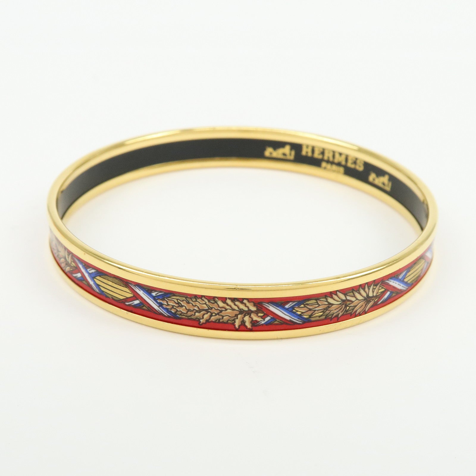 HERMES Email PM Bangle Gold Plated Bracelet Red