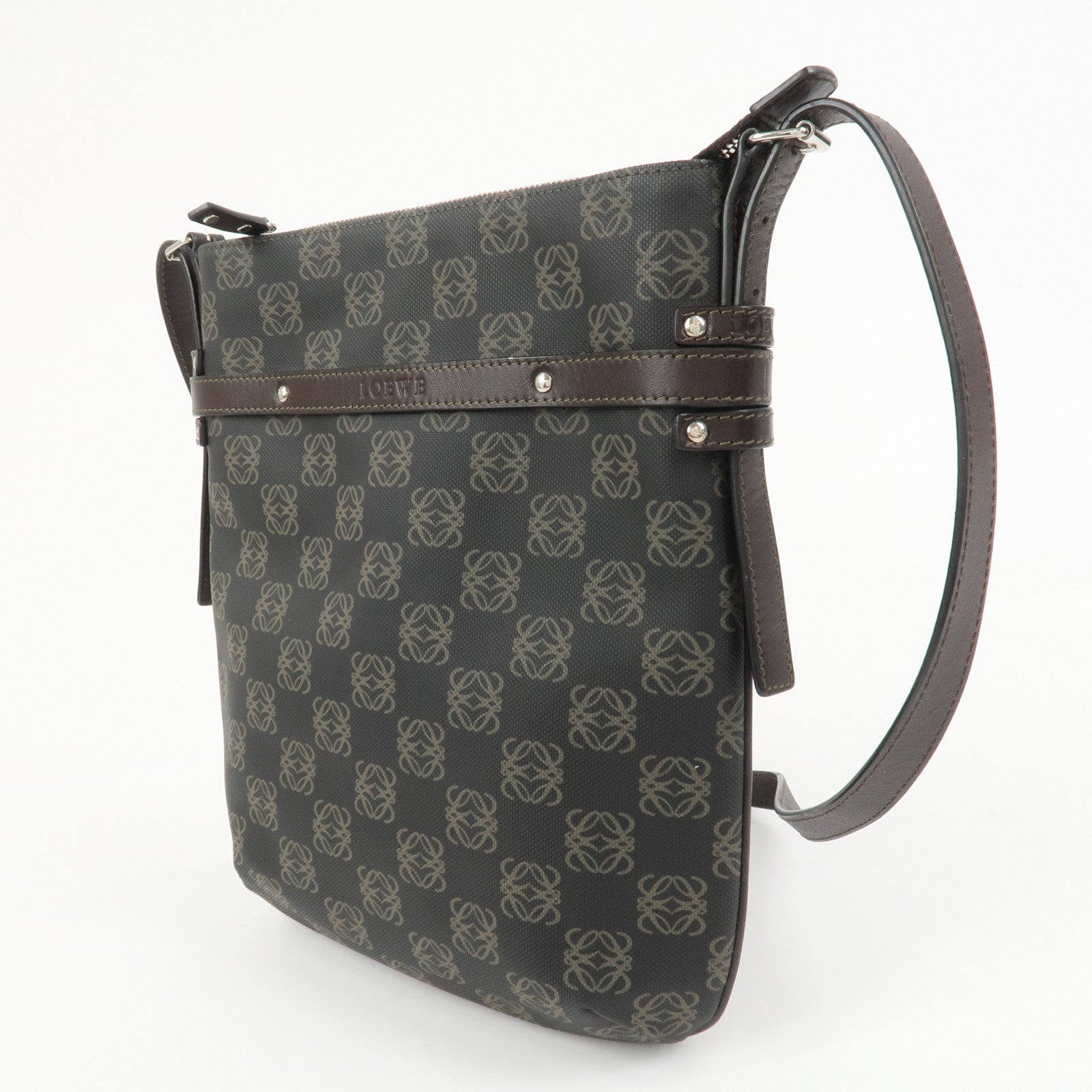 LOEWE Repeat Anagram Logo PVC Leather Shoulder Bag Crossbody Bag