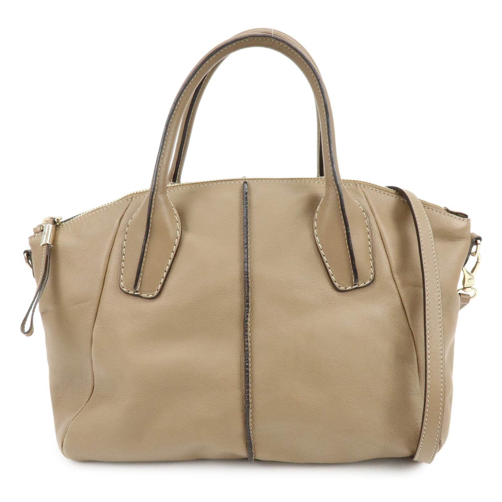 TOD'S Leather Stitch 2Way Bag Boston Bag Shoulder Bag Brown
