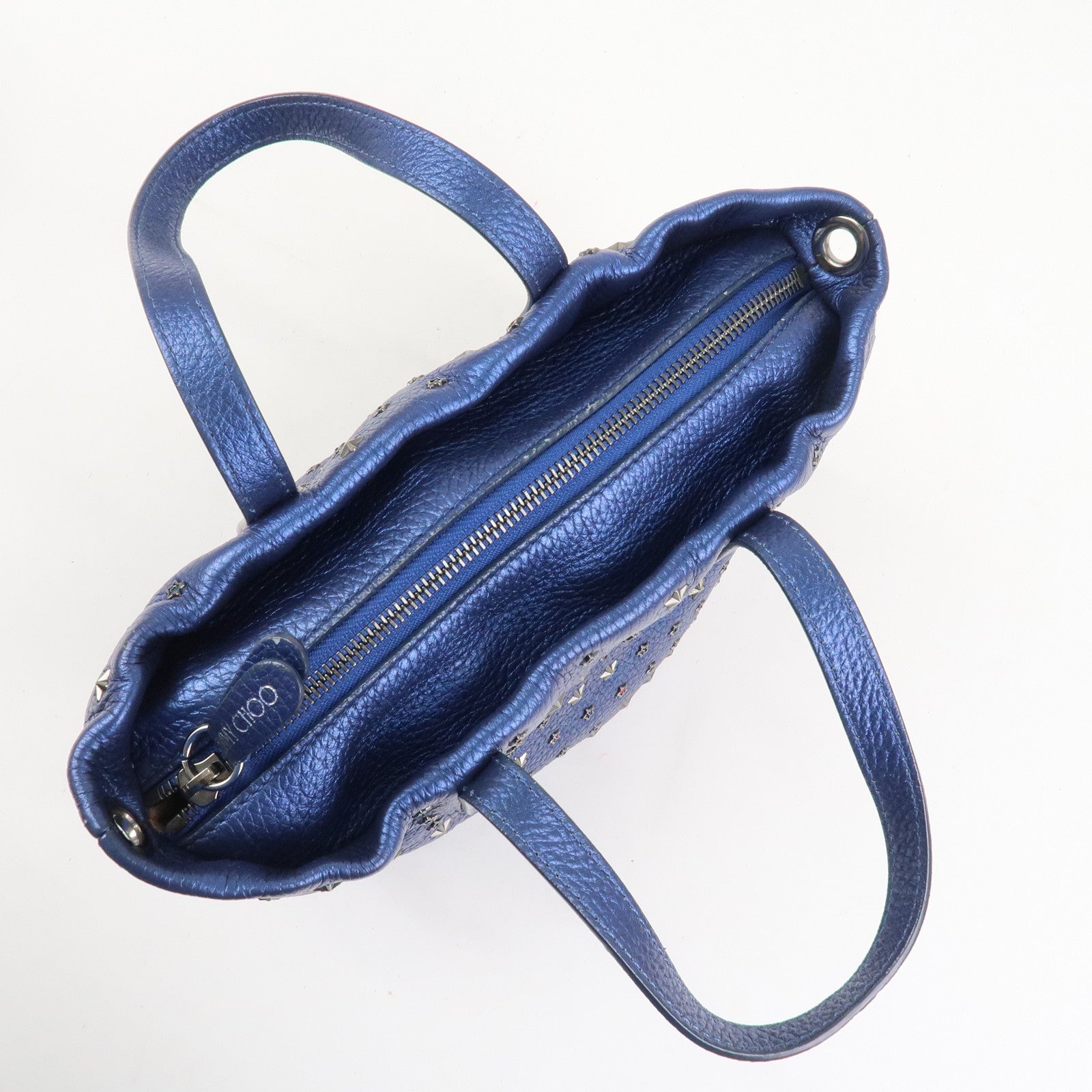 JIMMY CHOO Leather MINISARA 2Way Bag Hand Bag Shoulder Bag Blue