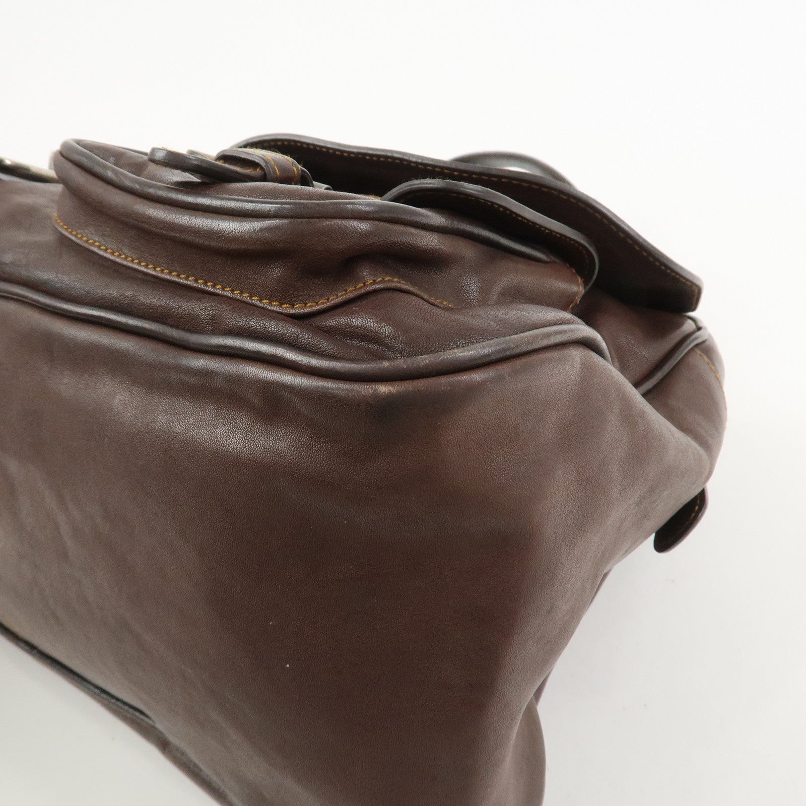 Christian Dior Gaucho Leather Shoulder Bag Hand Bag Brown