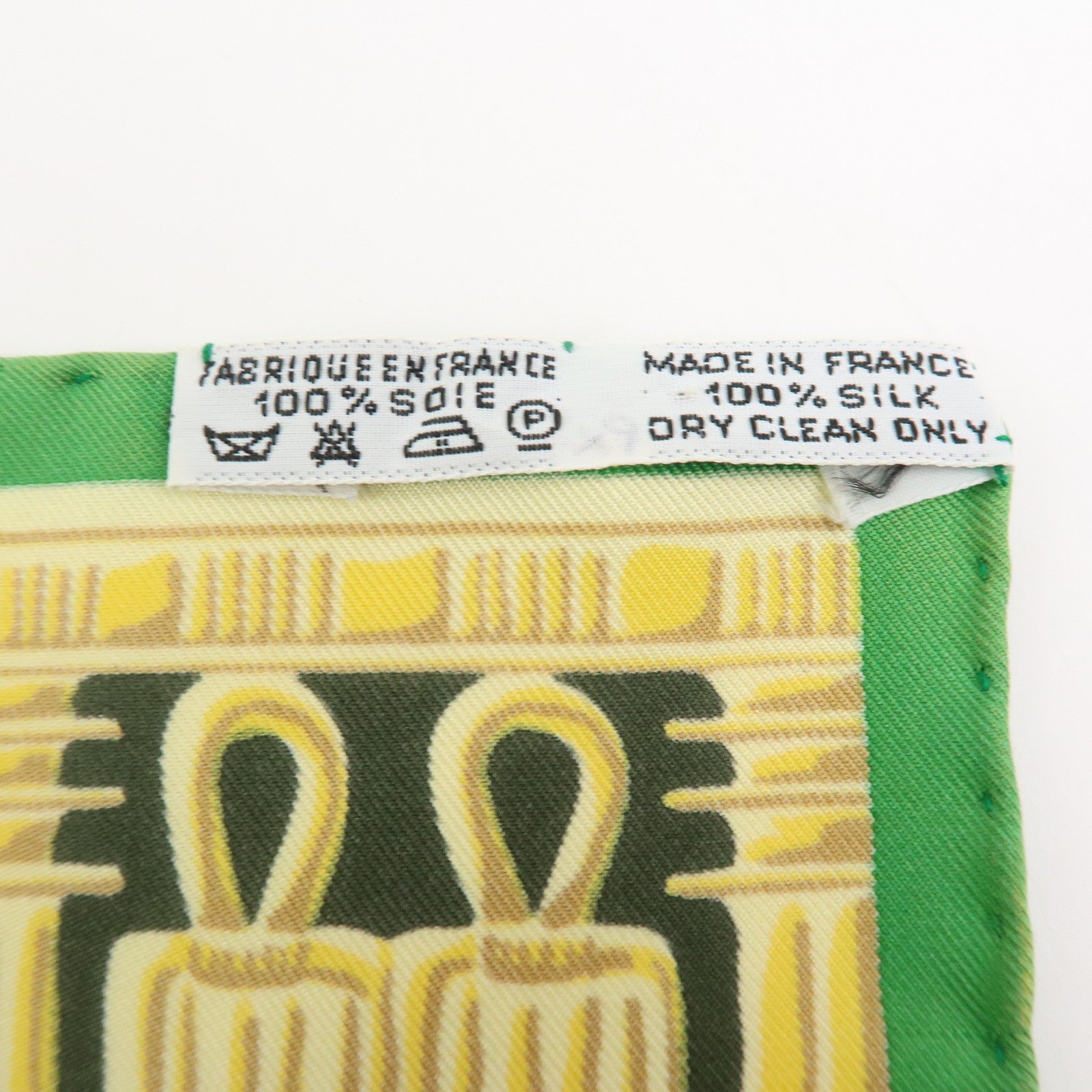 HERMES Carre 90 Silk 100% Scarf TUTANKHAMUN Green Gold