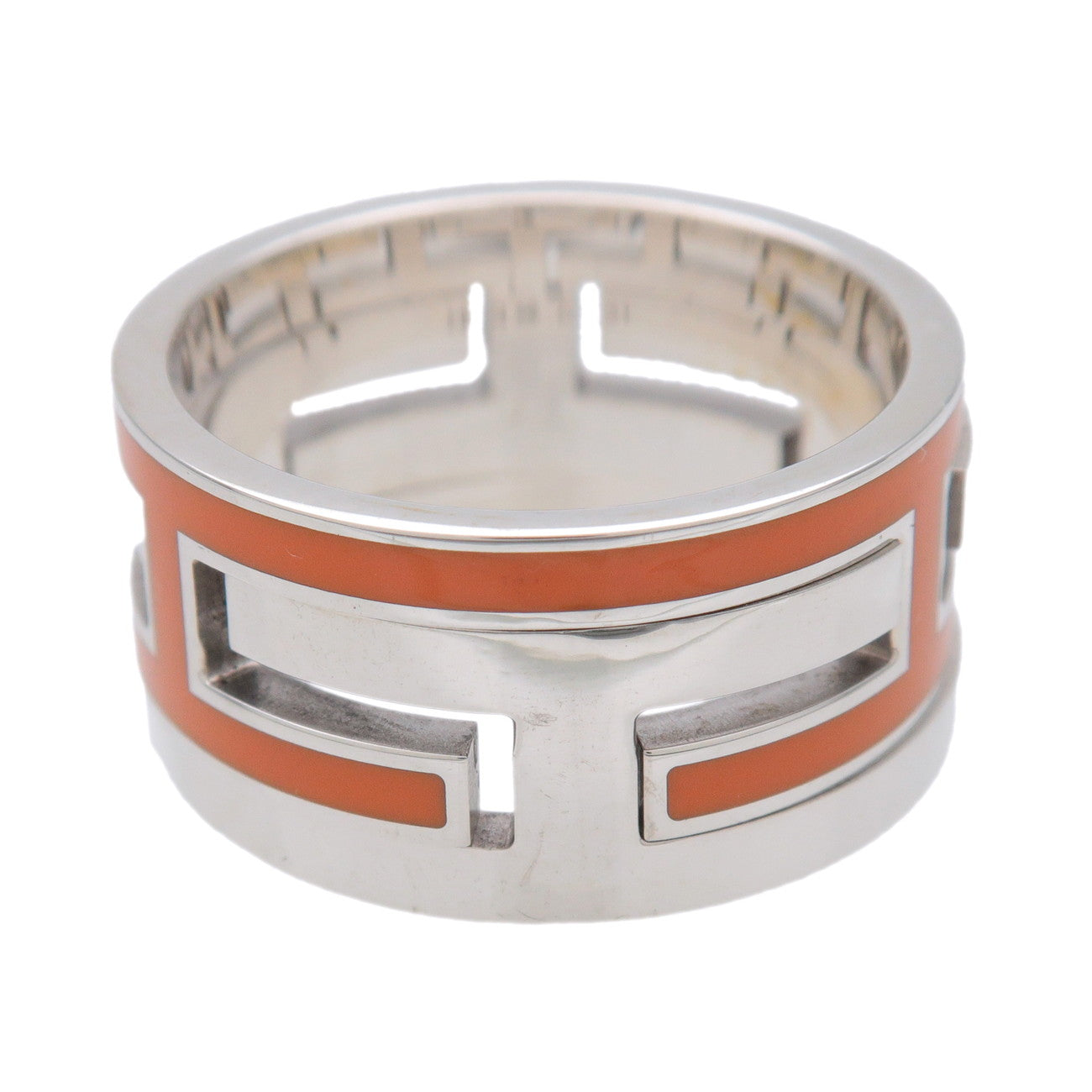 HERMES Move Ash Enamel Ring SV925 Silver Orange #51 US5.5 EU51