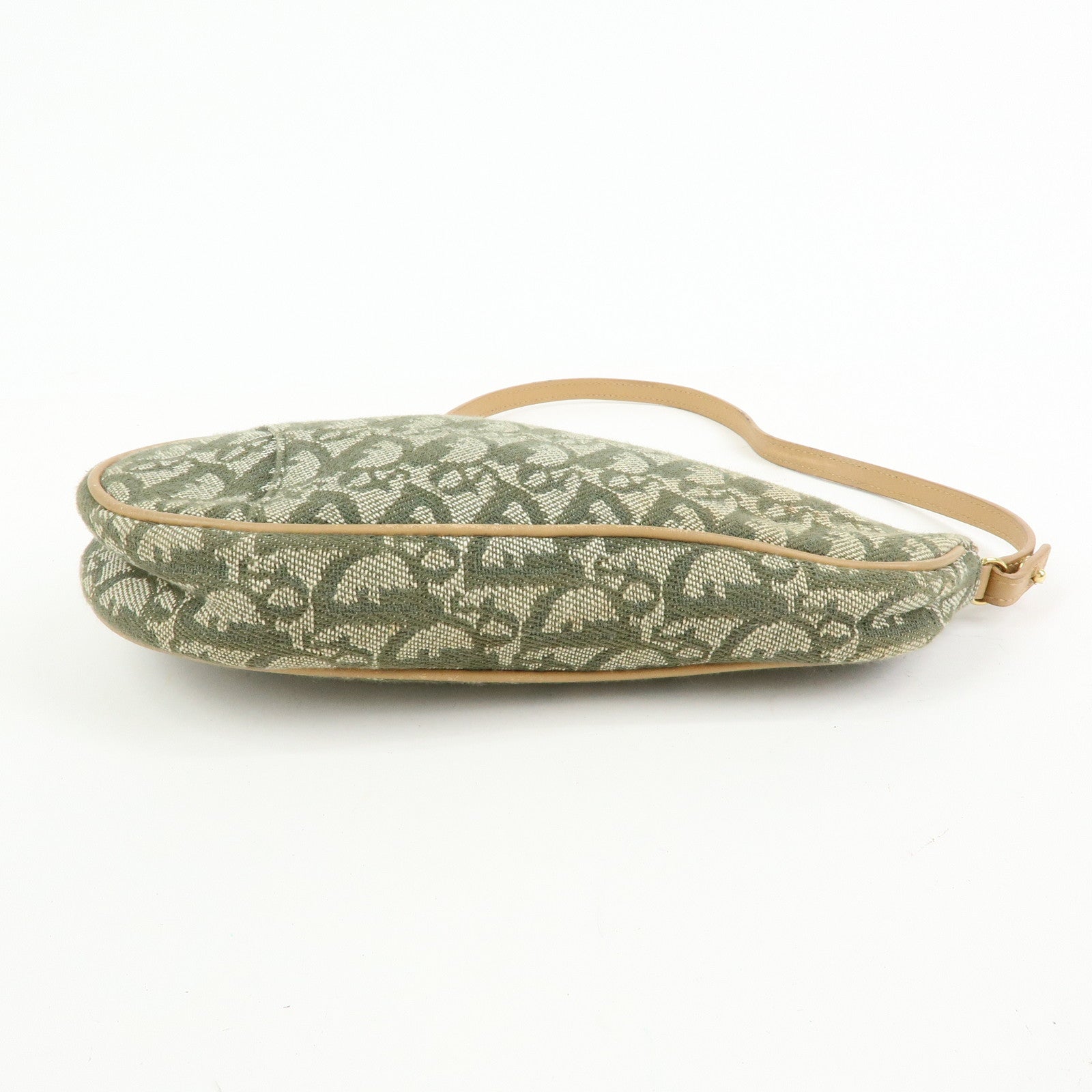 Christian Dior Saddle Trotter Jacquard Leather Hand Bag Green