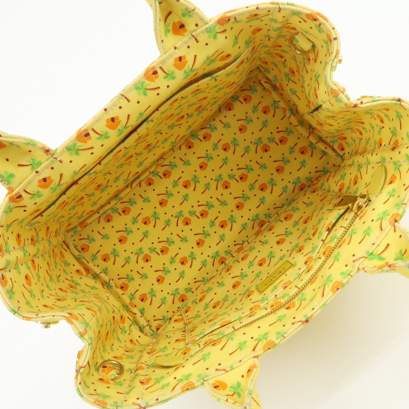 PRADA Canapa Mini Canvas 2Way Bag Hand Bag Yellow Orange 1BG439