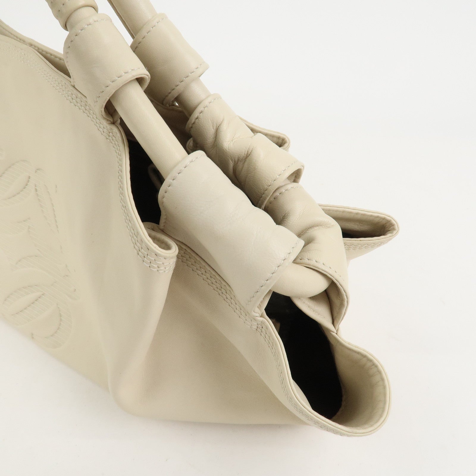 LOEWE Anagram Logo Nappa Aire Leather Hand Bag Ivory