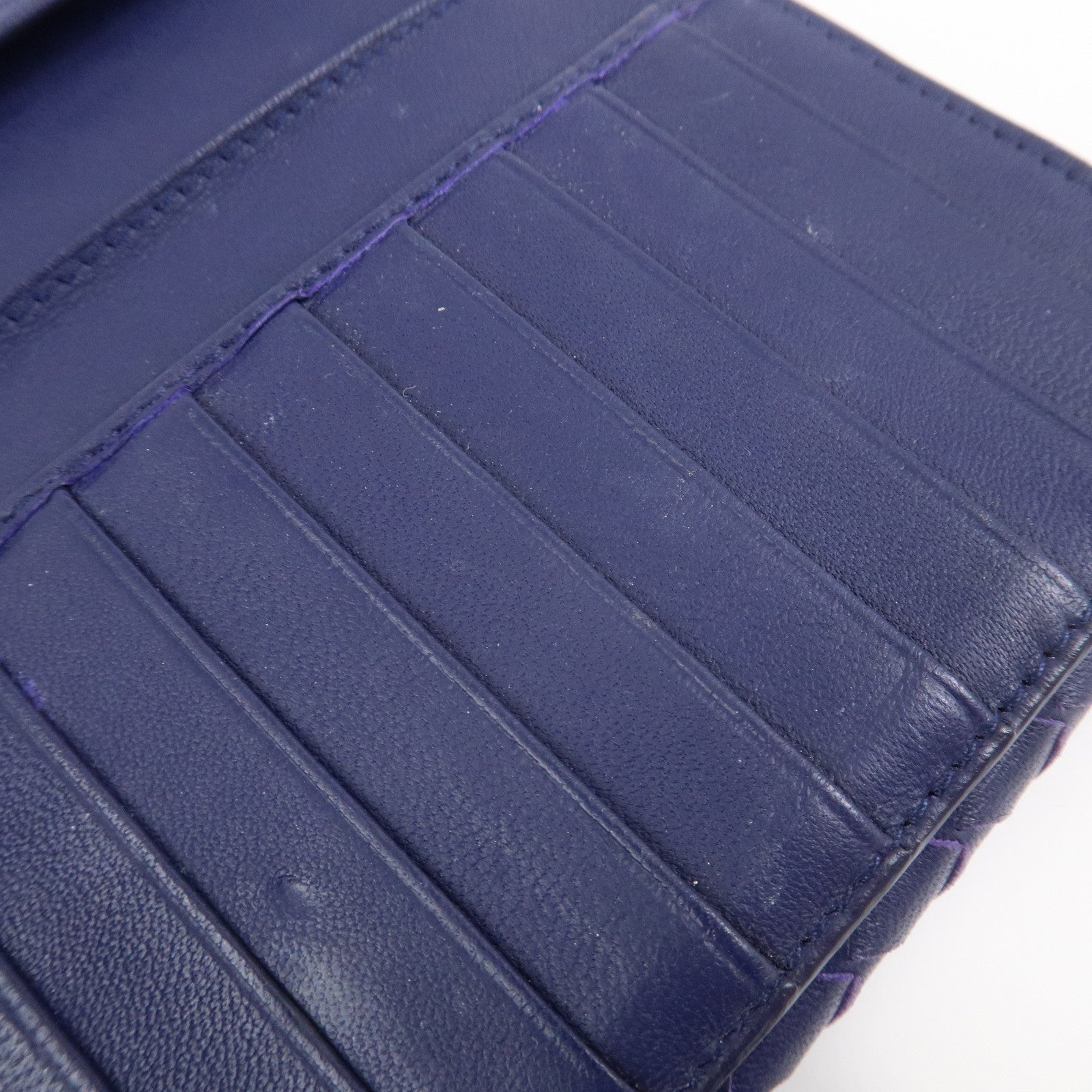 BOTTEGA VENETA Intrecciato Leather Long Flap Wallet Blue