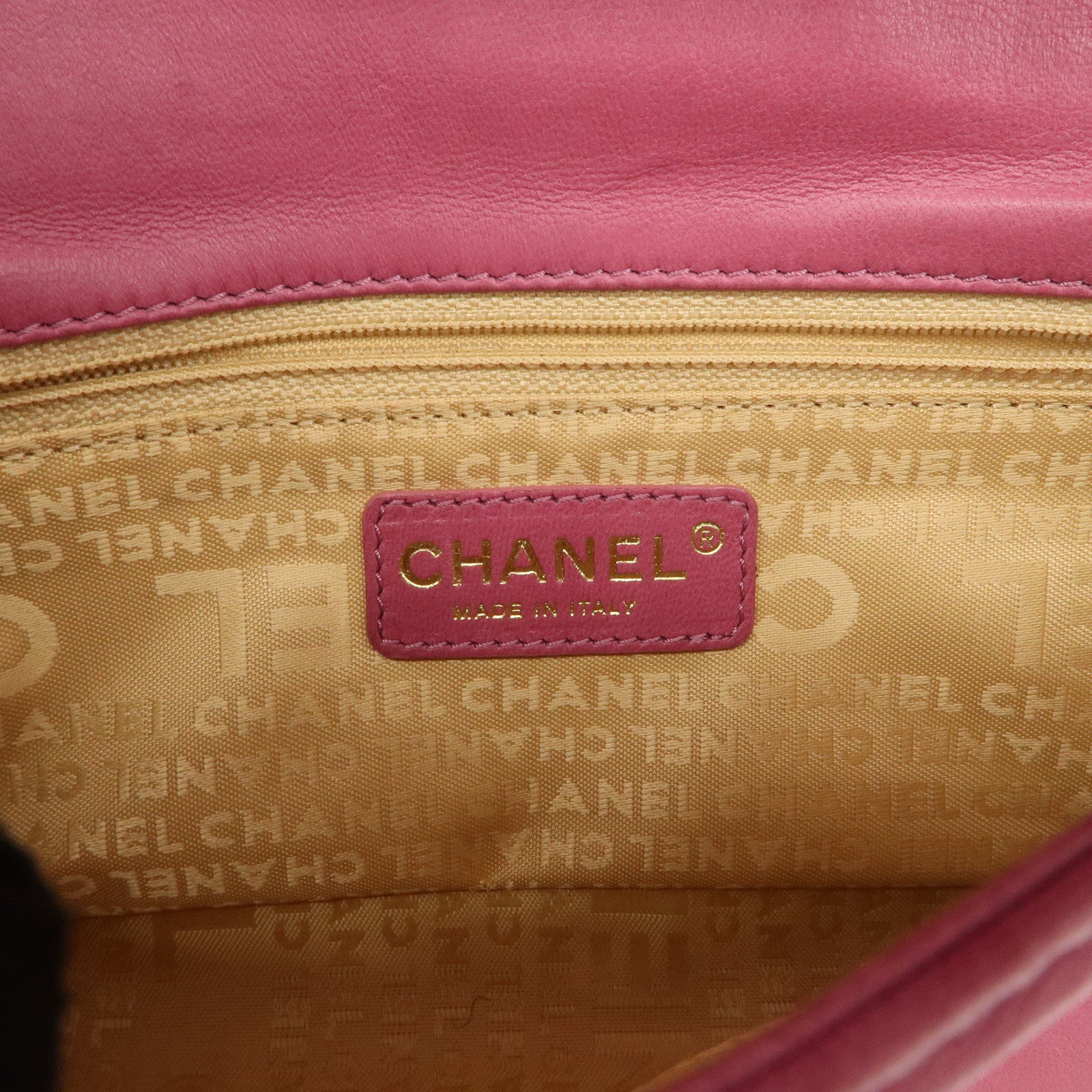 CHANEL COCO Mark Chocolate Bar Lamb Skin Shoulder Bag Pink
